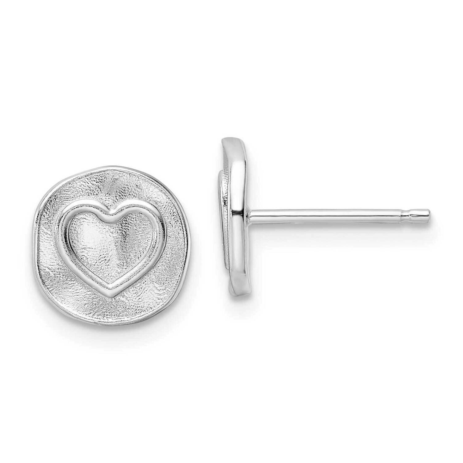 Heart In Satin Circle Post Earrings Sterling Silver Rhodium-Plated QE15638, MPN: QE15638, 196904153…