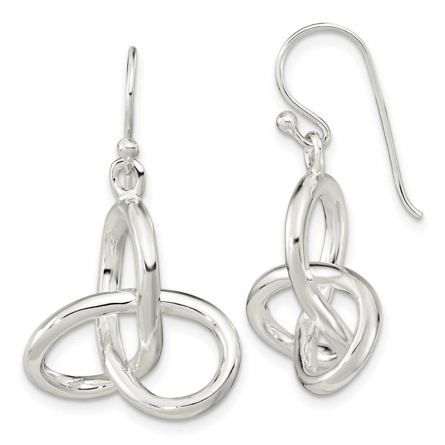 Knot Dangle Shephard Hook Earrings Sterling Silver Polished QE15662, MPN: QE15662, 196904164853