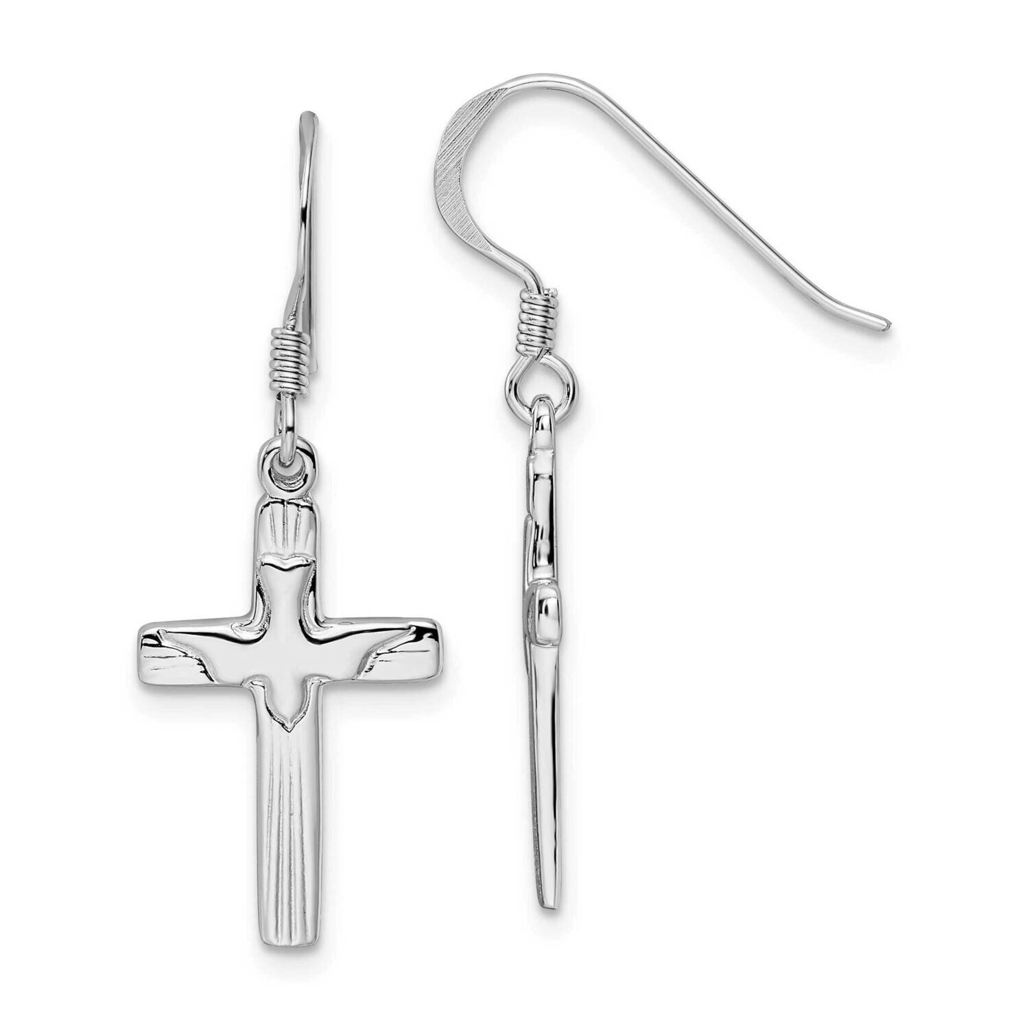 Dove Cross Shephard Hook Earrings Sterling Silver Rhodium-Plated QE15664, MPN: QE15664, 196904154014