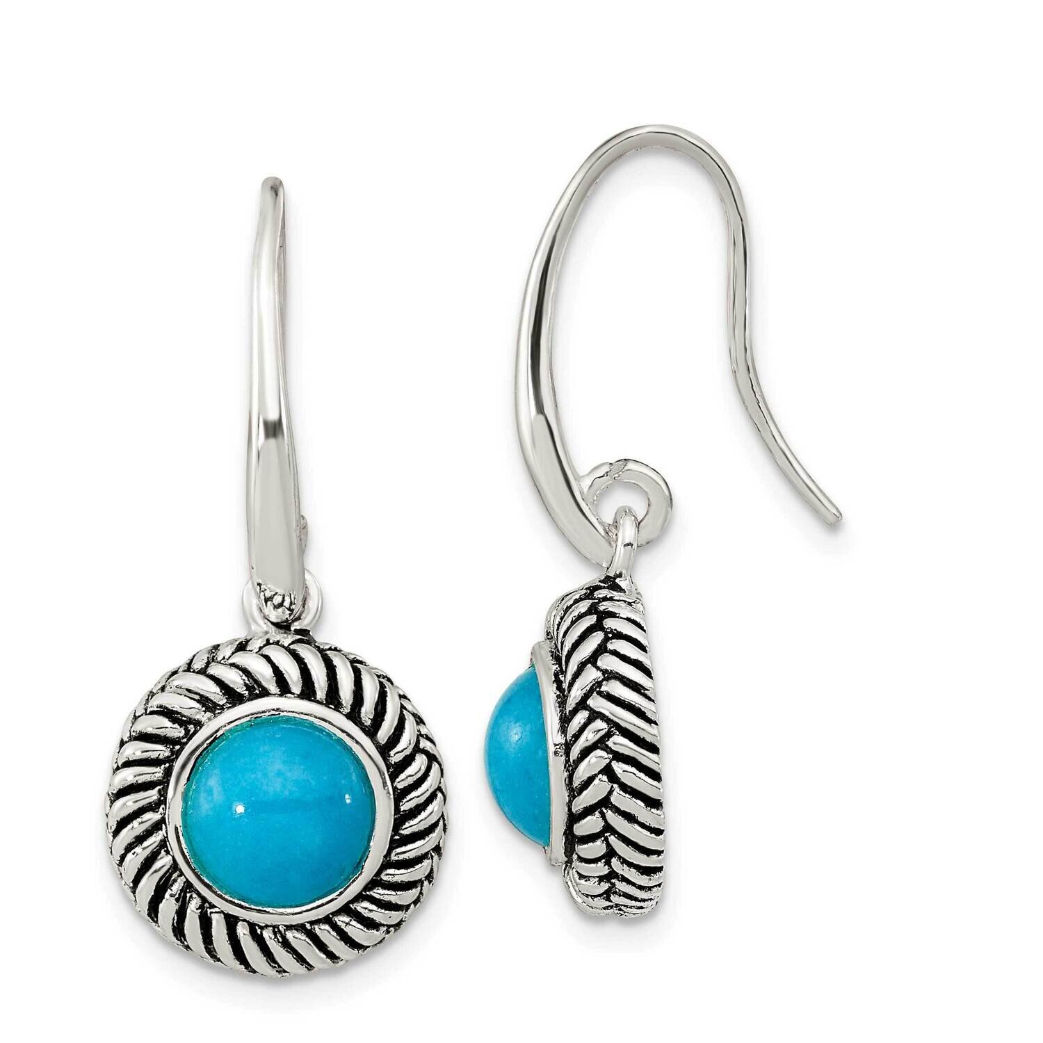 Imitation Turquoise Dangle Earrings Sterling Silver Antiqued QE15665, MPN: QE15665, 196904153642