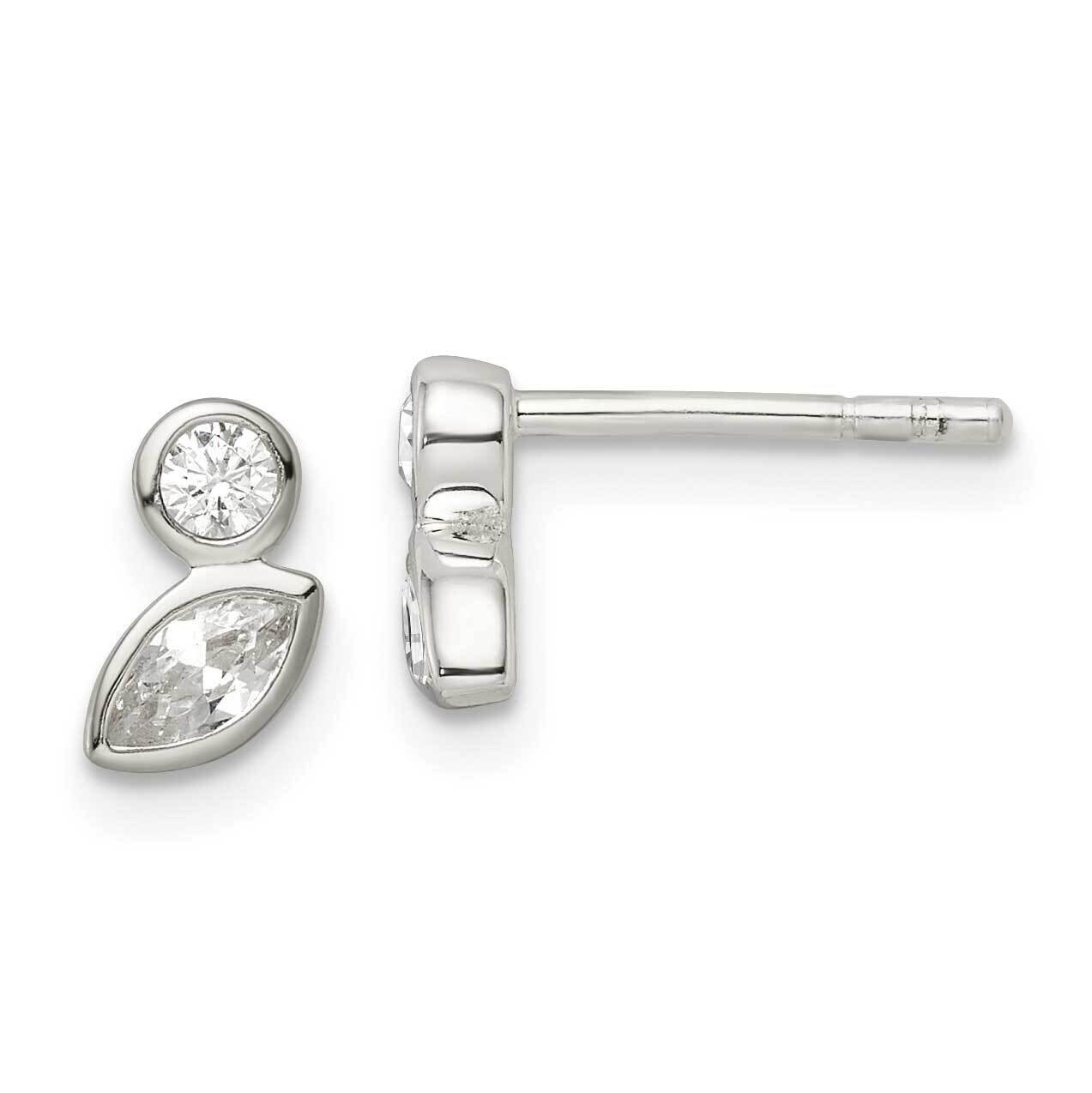 CZ Diamond Post Earrings Sterling Silver Polished QE15671, MPN: QE15671, 196904153567