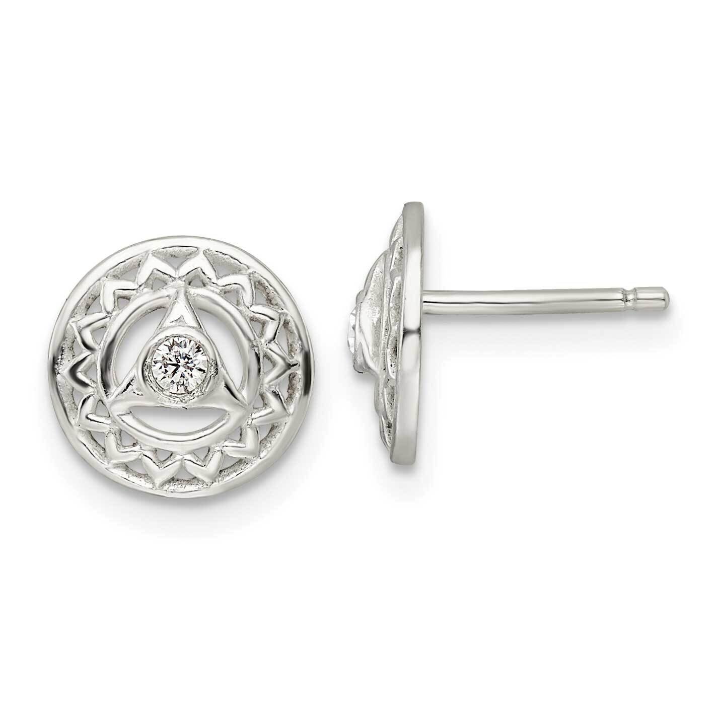 Throat Chakra Filigree Post Earrings Sterling Silver Cz Diamond QE15683, MPN: QE15683, 196904154588