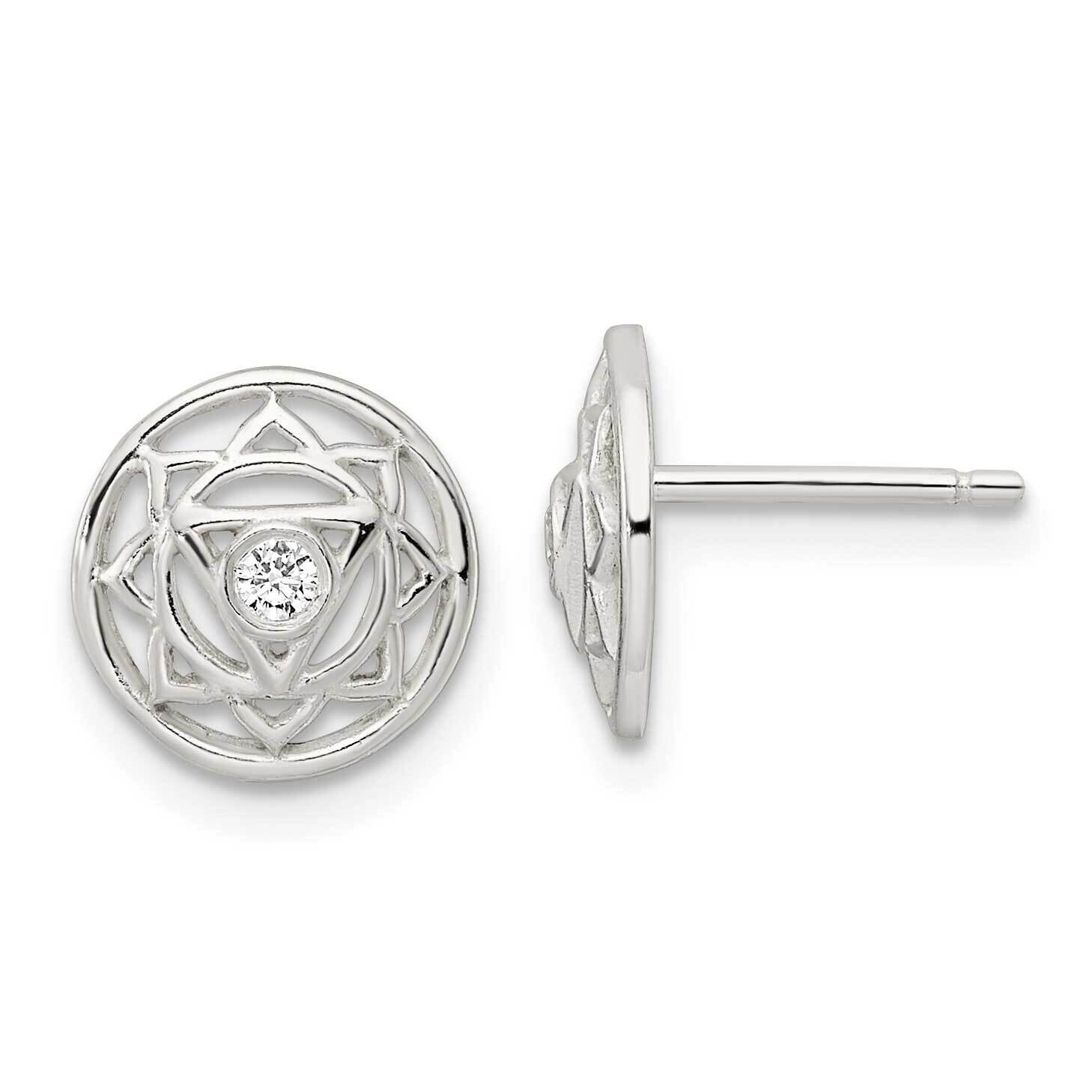 Solar Chakra with Triangle Center Post Earrings Sterling Silver Cz Diamond QE15684, MPN: QE15684, 1…
