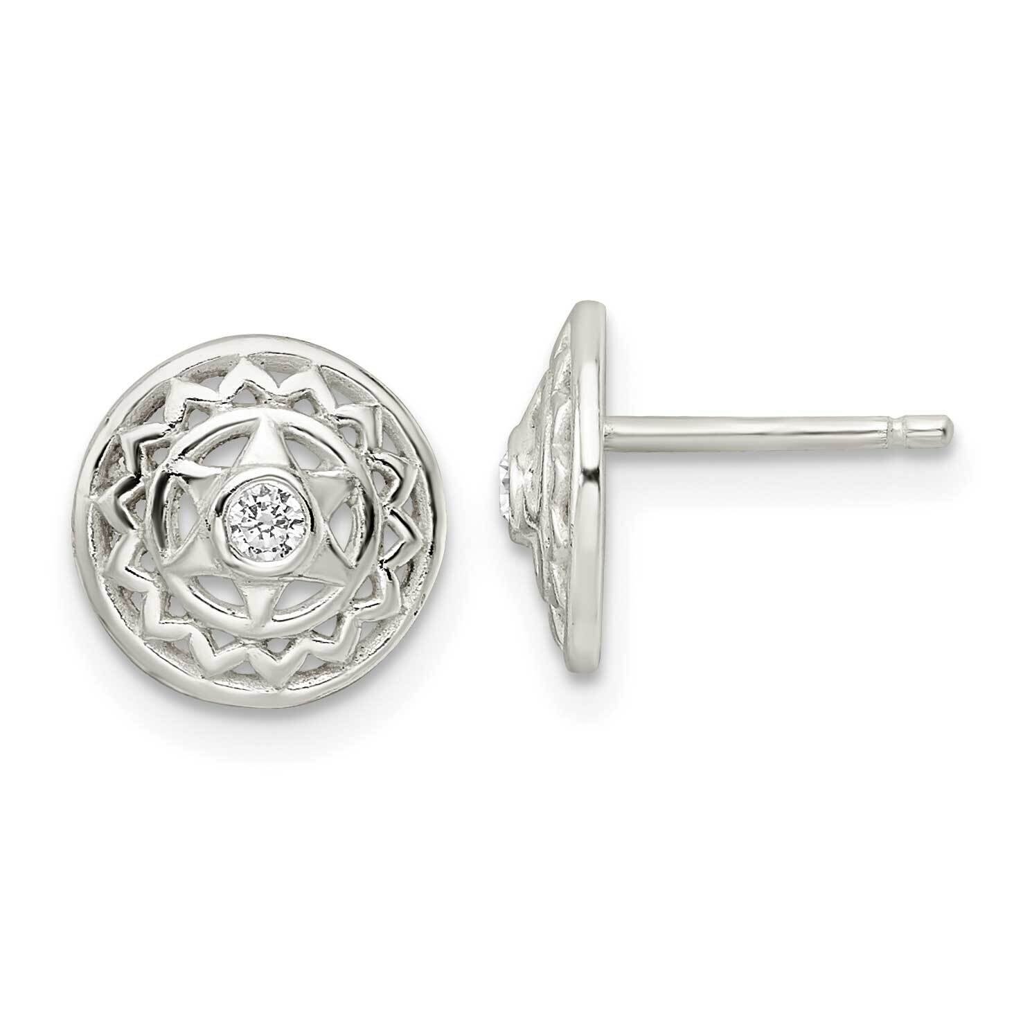 Heart Chakra Filigree Post Earrings Sterling Silver Cz Diamond QE15685, MPN: QE15685, 196904153772