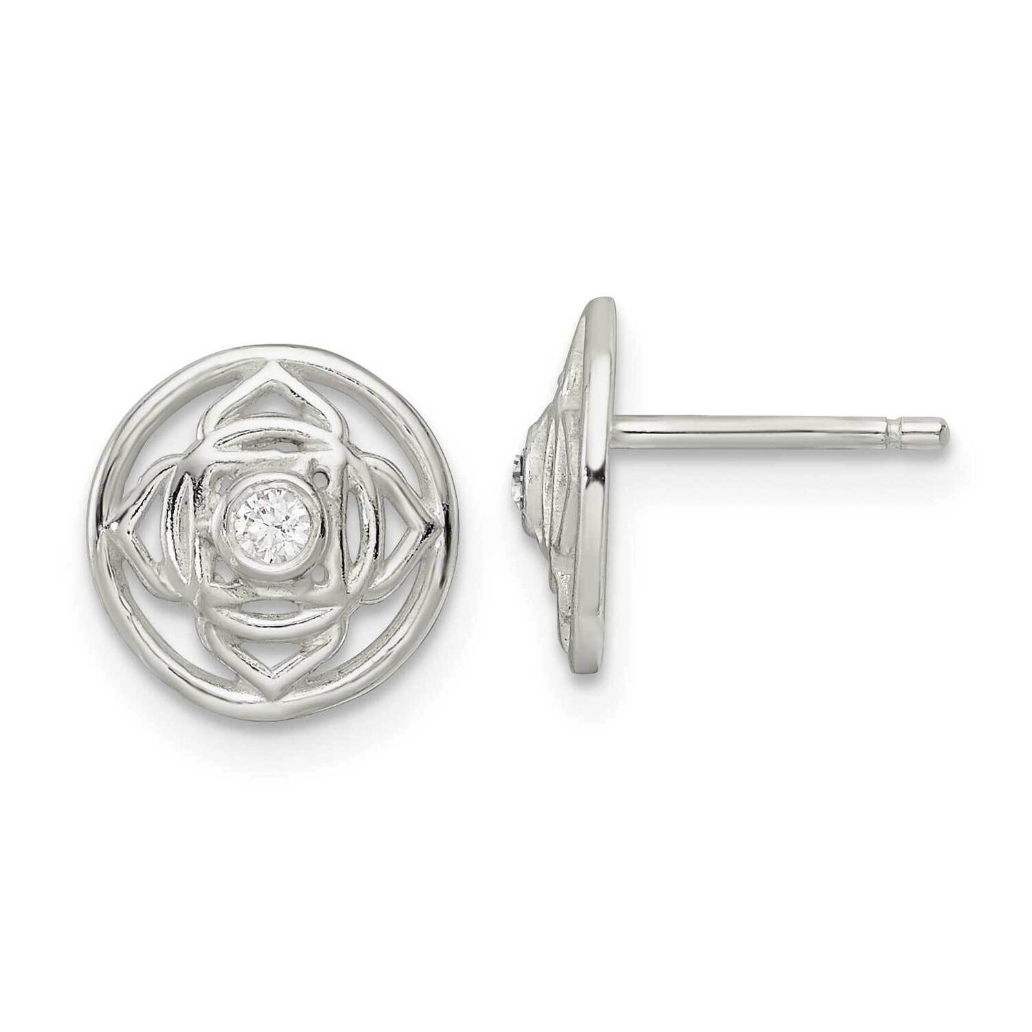 Root Chakra Filigree Post Earrings Sterling Silver Cz Diamond QE15688, MPN: QE15688, 196904153734