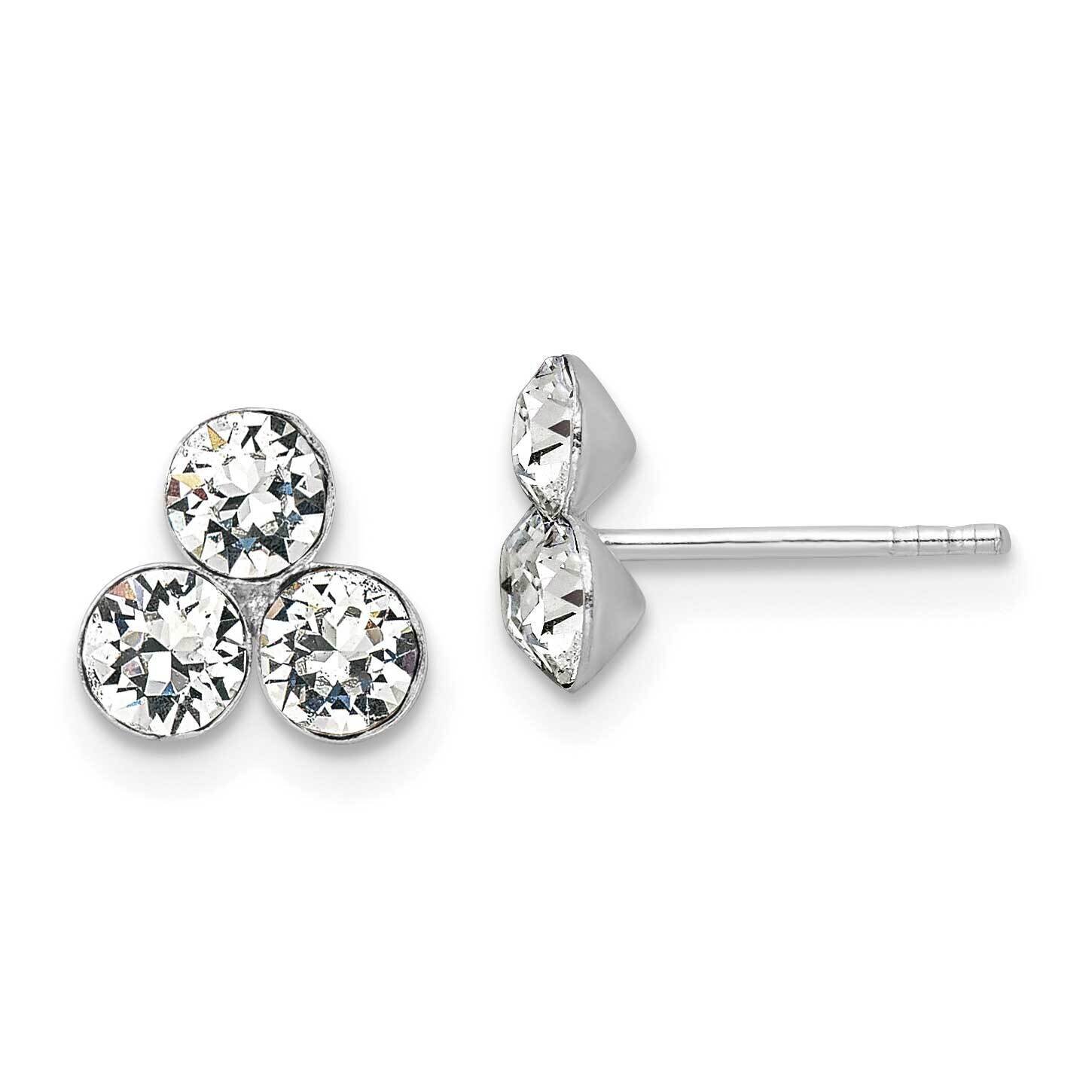 Crystal 3-Stone Post Earrings Sterling Silver Rhodium-Plated QE15691, MPN: QE15691, 196904154076