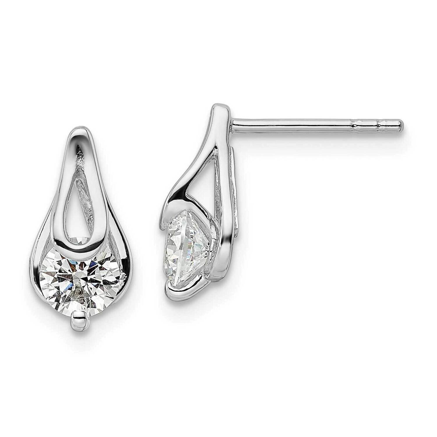 CZ Diamond Post Earrings Sterling Silver Rhodium-Plated QE15693, MPN: QE15693, 196904153369