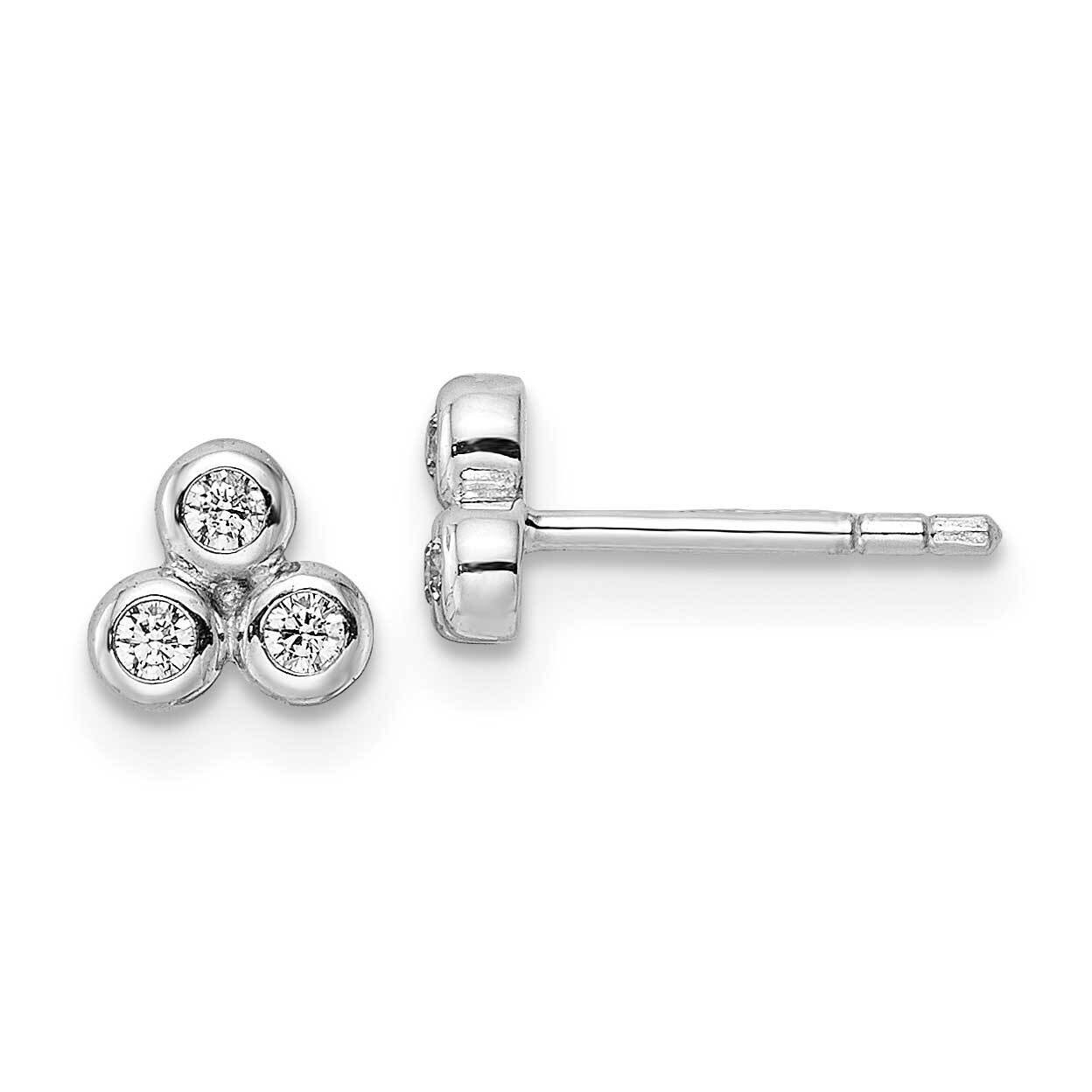 Polished CZ Diamond Post Earrings Sterling Silver Rhodium-Plated QE15715, MPN: QE15715, 196904154502