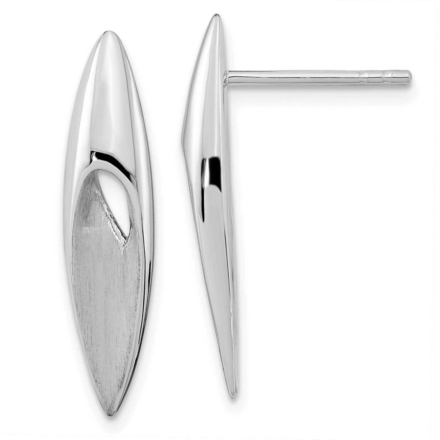 Satin &amp; Polished Fancy Drop Post Earrings Sterling Silver QE15723