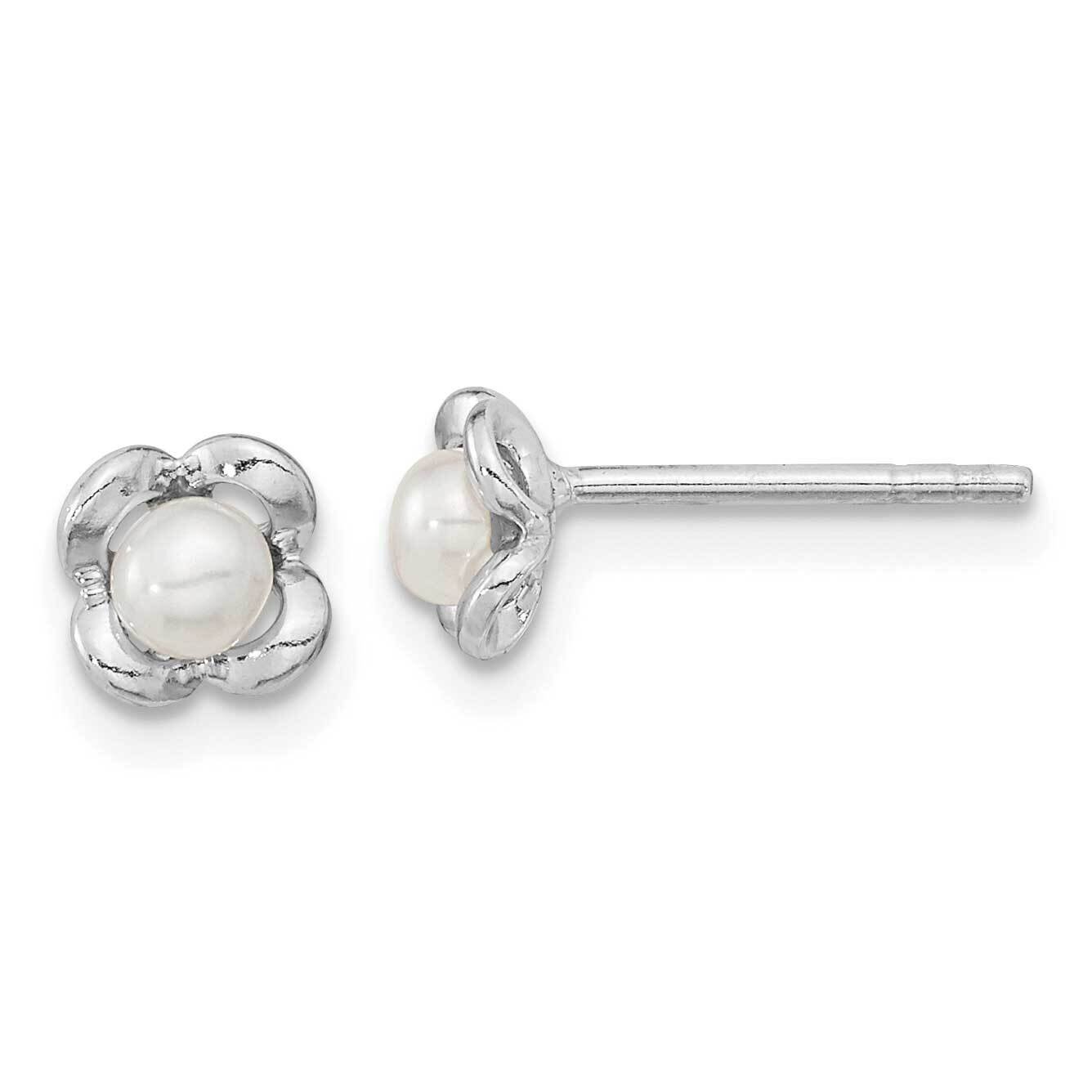 Polished Fwc Pearl Flower Post Earrings Sterling Silver Rhodium-Plated QE15730, MPN: QE15730, 19690…