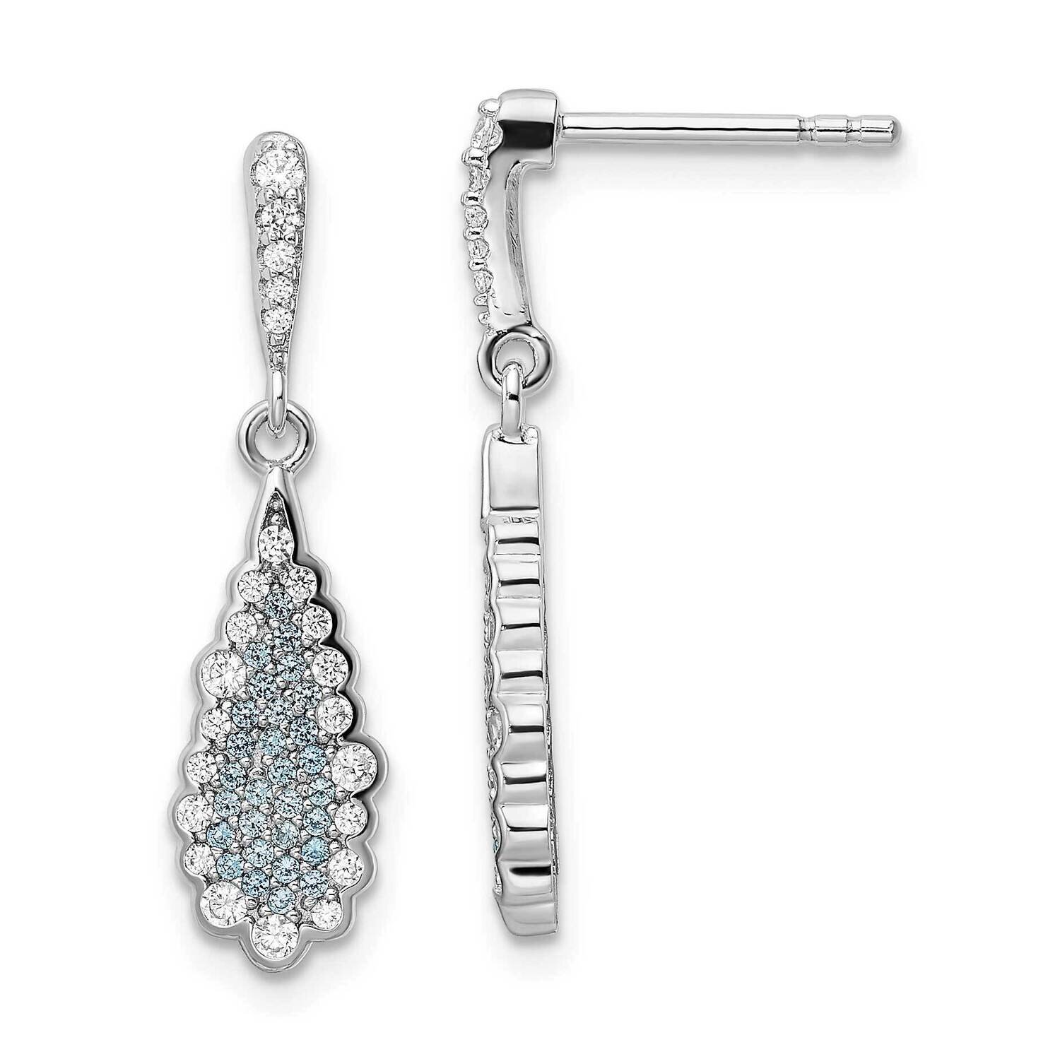 CZ Diamond Teardrop Earrings Sterling Silver Rhodium-Plated QE15770, MPN: QE15770, 196904153277