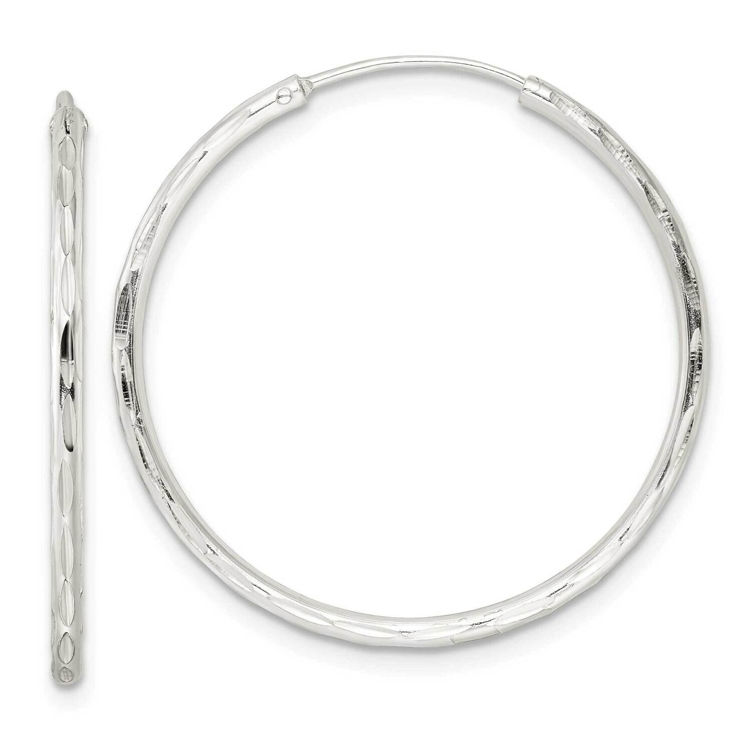Diamond-Cut 1.5x30mm Endless Tube Hoop Earrings Sterling Silver QE15810, MPN: QE15810, 196904152430