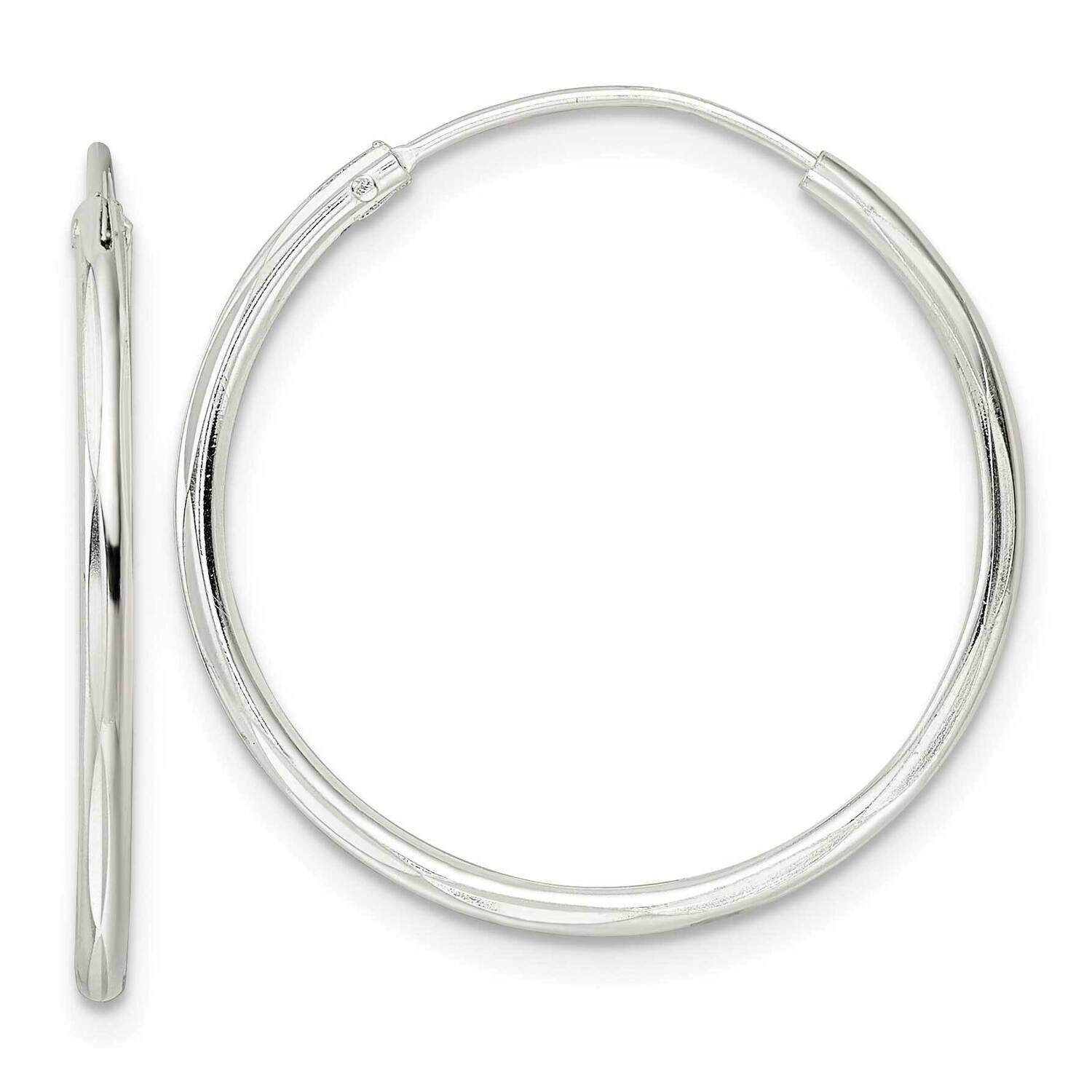 Diamond-Cut 1.5x25mm Endless Tube Hoop Earrings Sterling Silver QE15815, MPN: QE15815, 196904152317