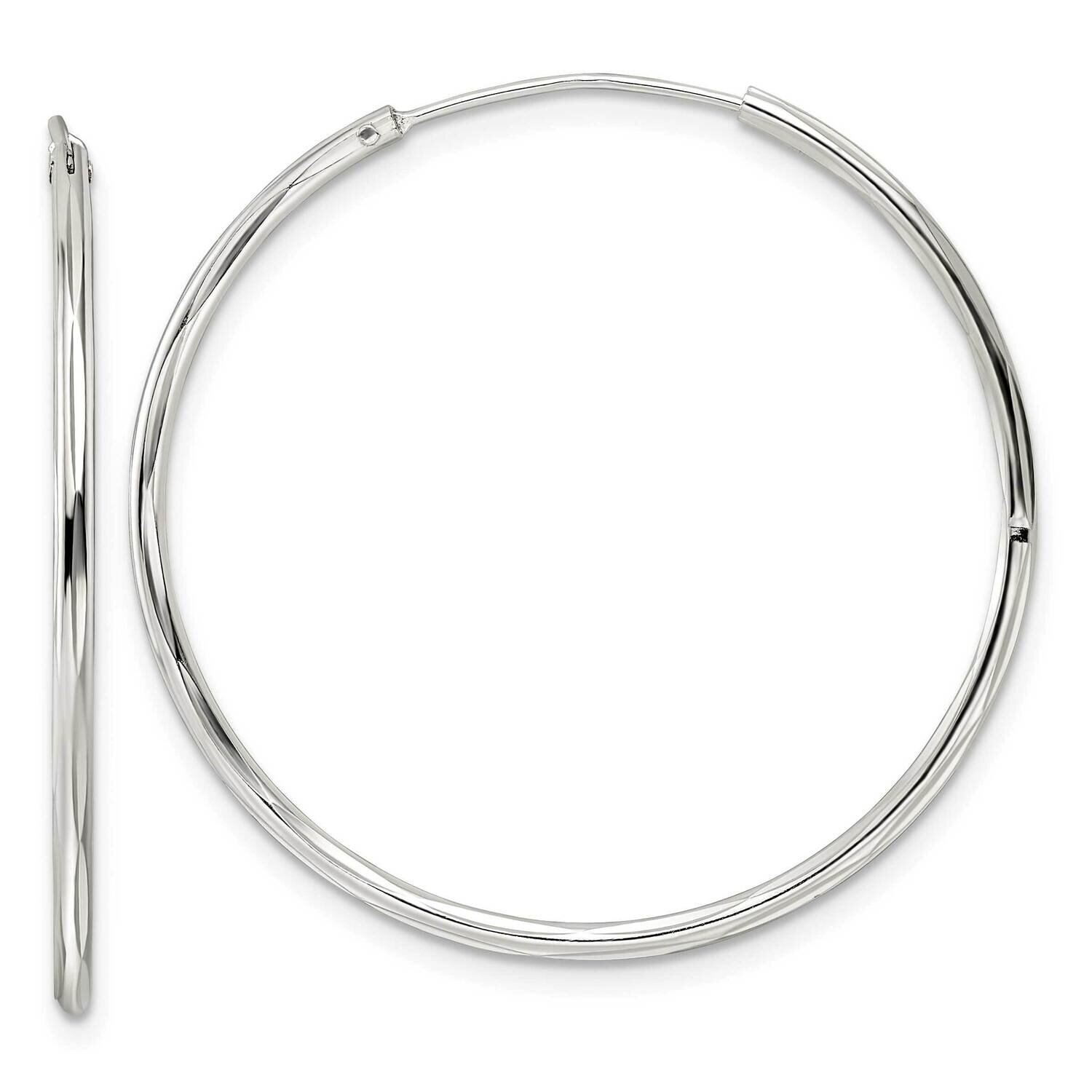 Diamond-Cut 1.5x35mm Endless Tube Hoop Earrings Sterling Silver QE15816, MPN: QE15816, 196904152324