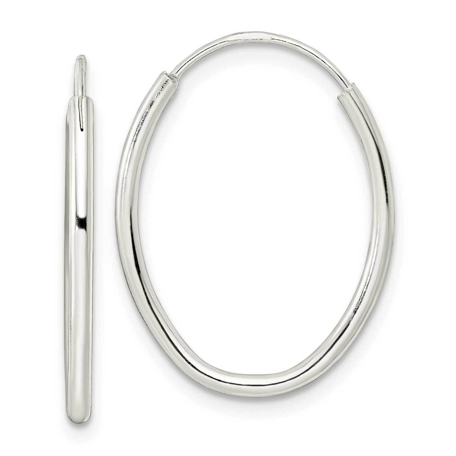 Endless Oval Hoop Earrings Sterling Silver Polished QE15820, MPN: QE15820, 196904152287