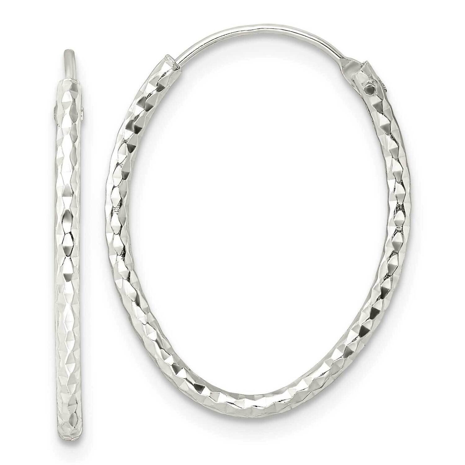 Diamond-Cut Oval Endless Hoop Earrings Sterling Silver Polished QE15821, MPN: QE15821, 196904152232