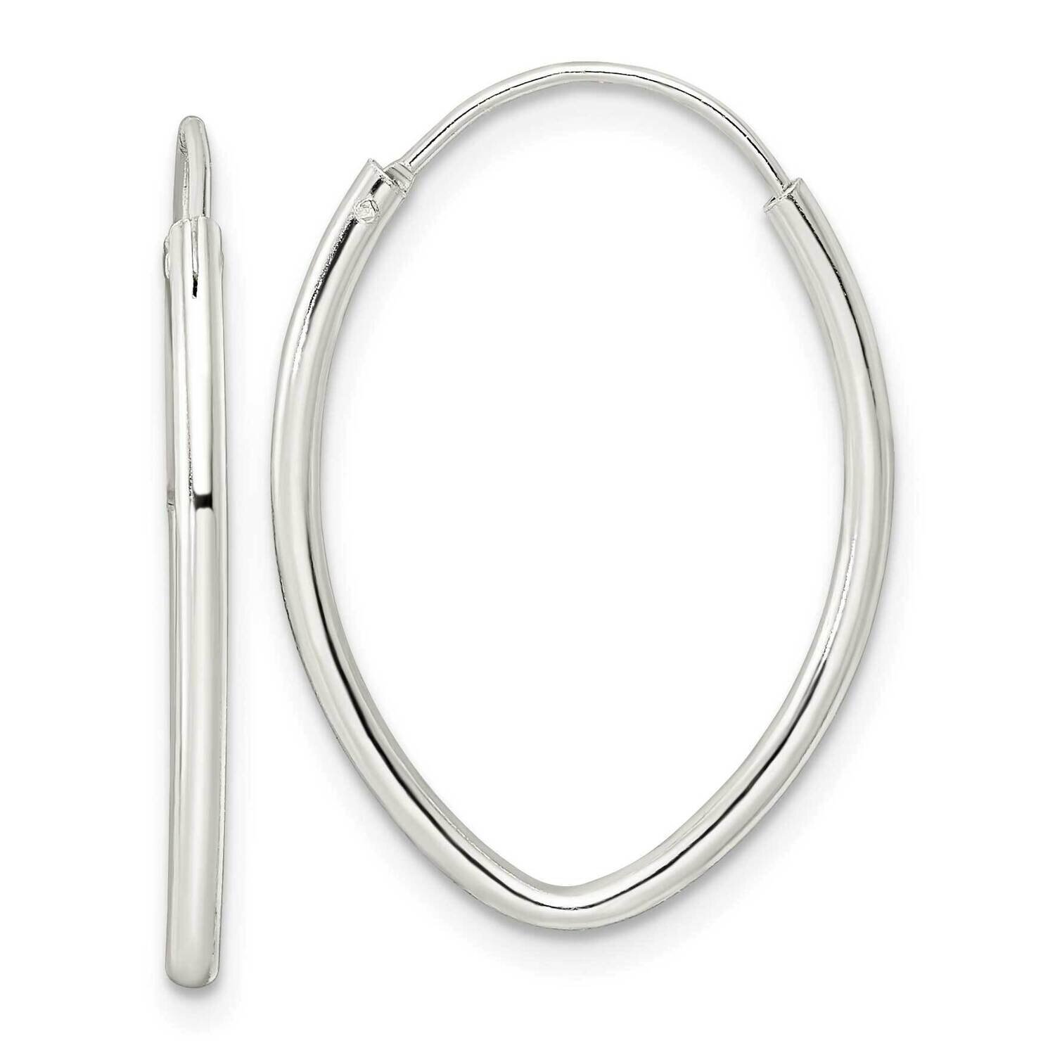 Endless Oval Hoop Earrings Sterling Silver Polished QE15824, MPN: QE15824, 196904152164