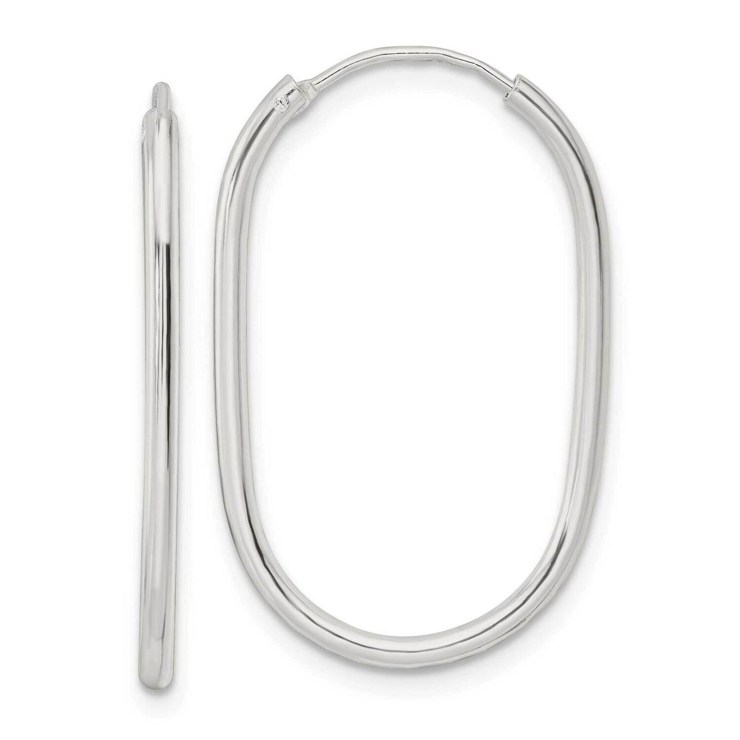 Endless Oblong Hoop Earrings Sterling Silver Polished QE15826, MPN: QE15826, 196904152690
