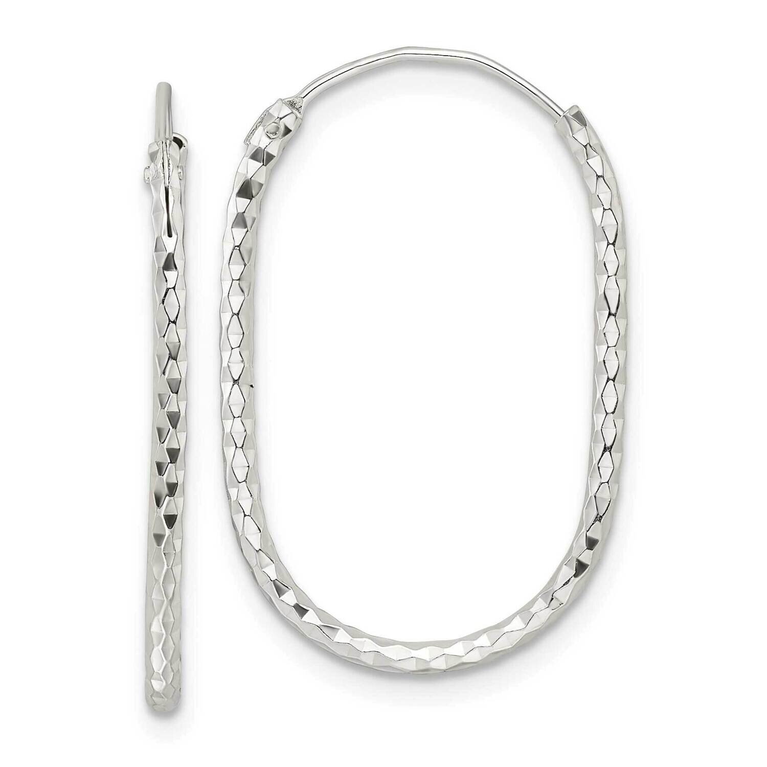 Diamond-Cut Oblong Endless Hoop Earrings Sterling Silver Polished QE15827, MPN: QE15827, 1969041526…
