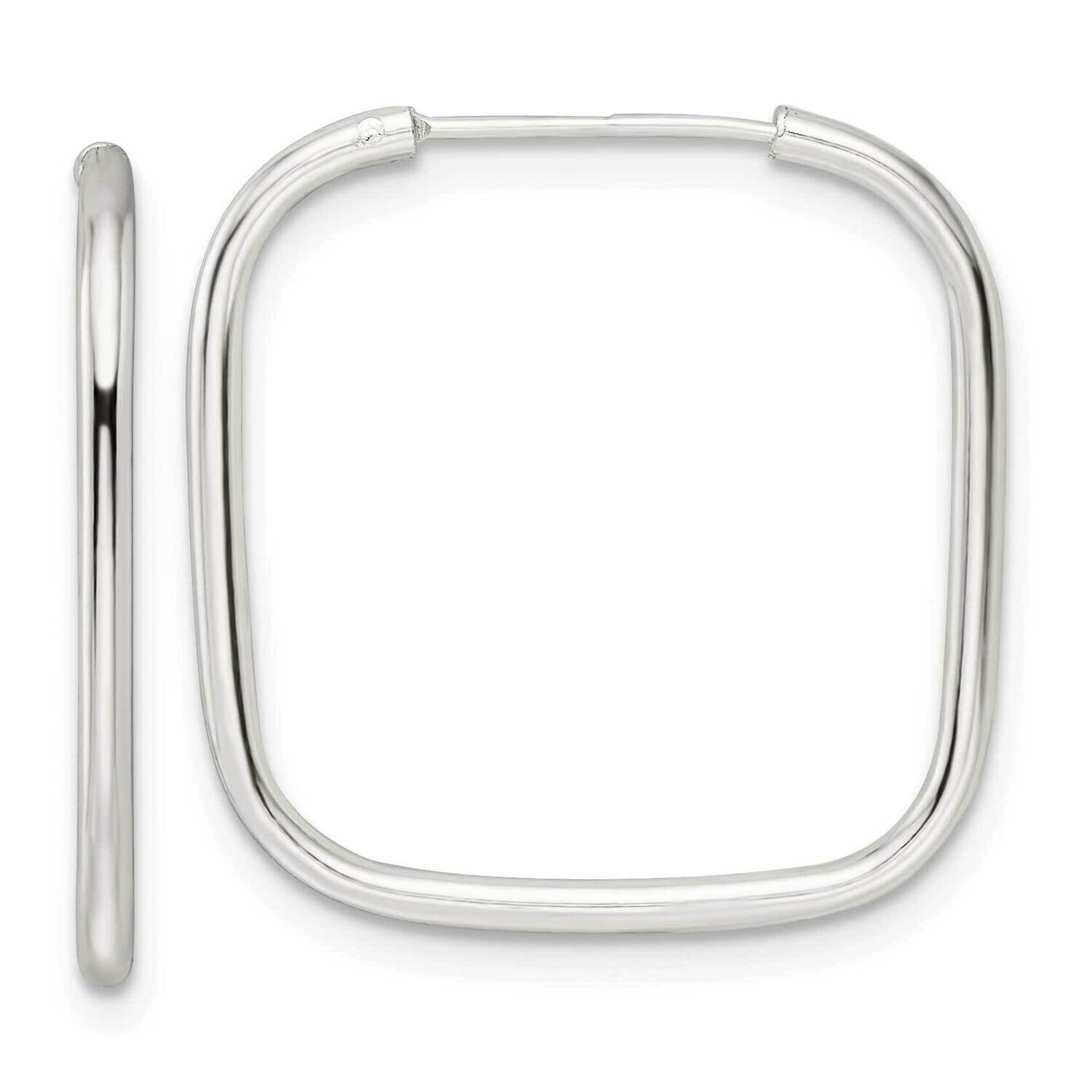 1.5mm Square Endless Tube Hoop Earrings Sterling Silver Polished QE15828, MPN: QE15828, 196904152249