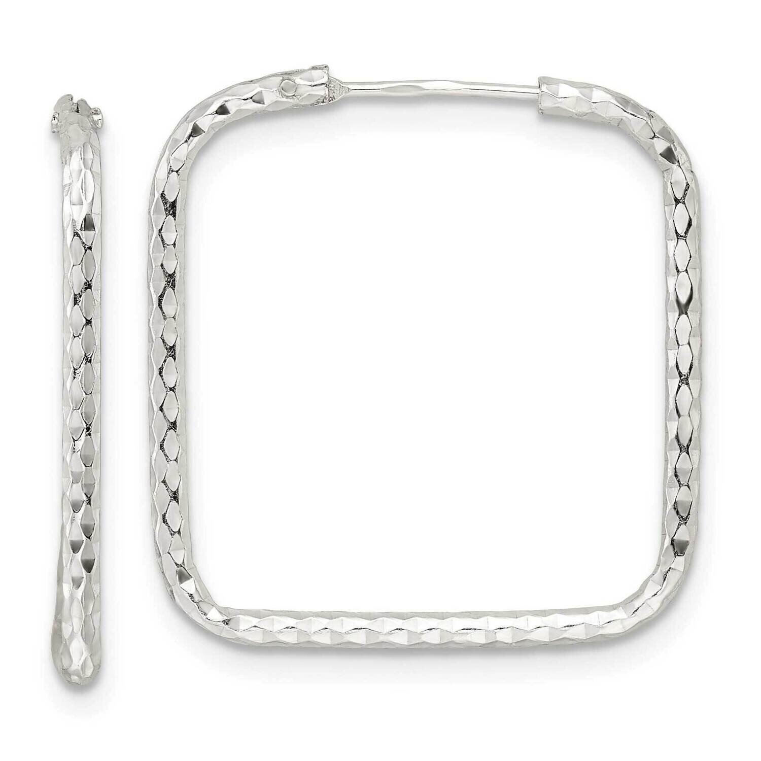 Diamond-Cut Square Endless Hoop Earrings Sterling Silver Polished QE15829, MPN: QE15829, 1969041540…