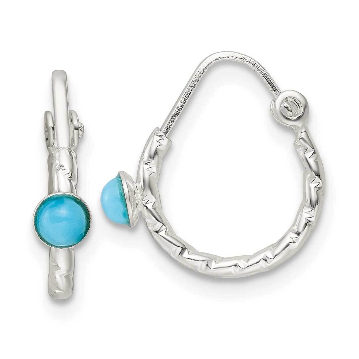 Turquoise Endless Hoop Earrings Sterling Silver Polished QE15835
