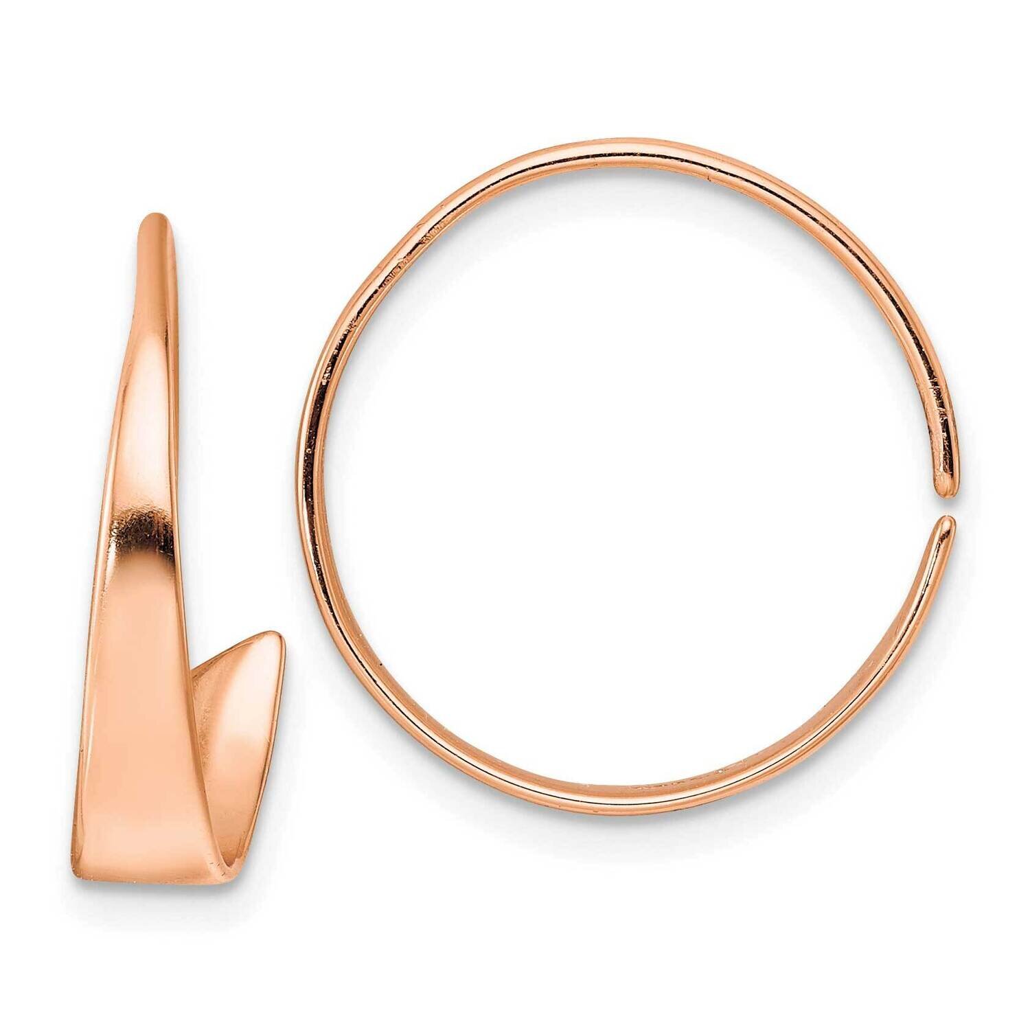 Polished Flat Bar Hoop Threader Earrings Sterling Silver Rose-Tone QE15839, MPN: QE15839, 196904152…