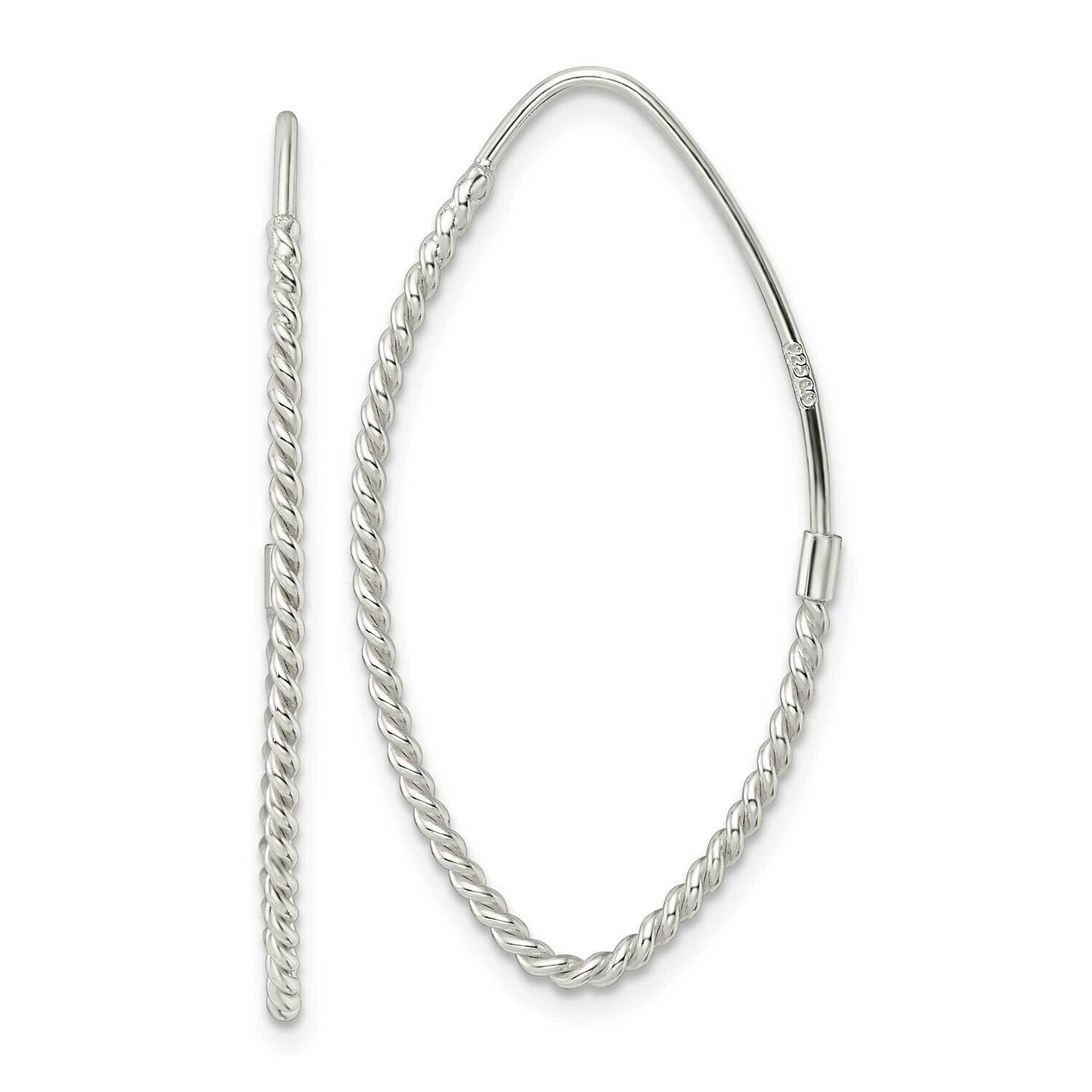 Twisted Oval Endless Hoop Earrings Sterling Silver QE15840, MPN: QE15840, 196904151969