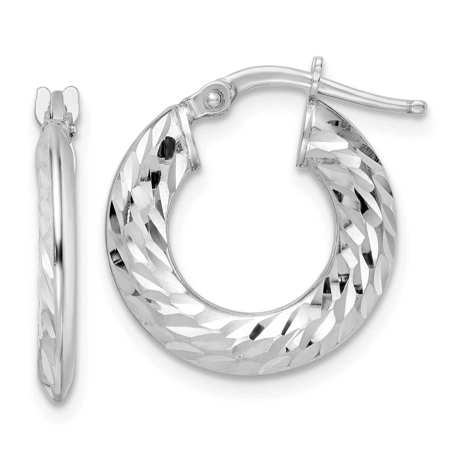 2x18mm Diamond-Cut Knife-Edge Tube Hoop Earrings Sterling Silver Rhodium-Plated QE15849, MPN: QE158…