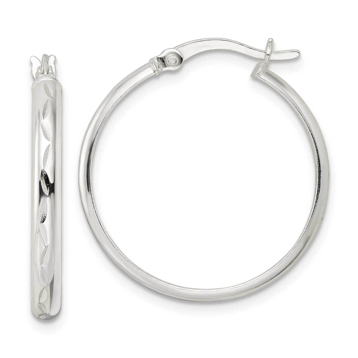 Diamond-Cut Circle Hoop Earrings Sterling Silver Polished QE15856