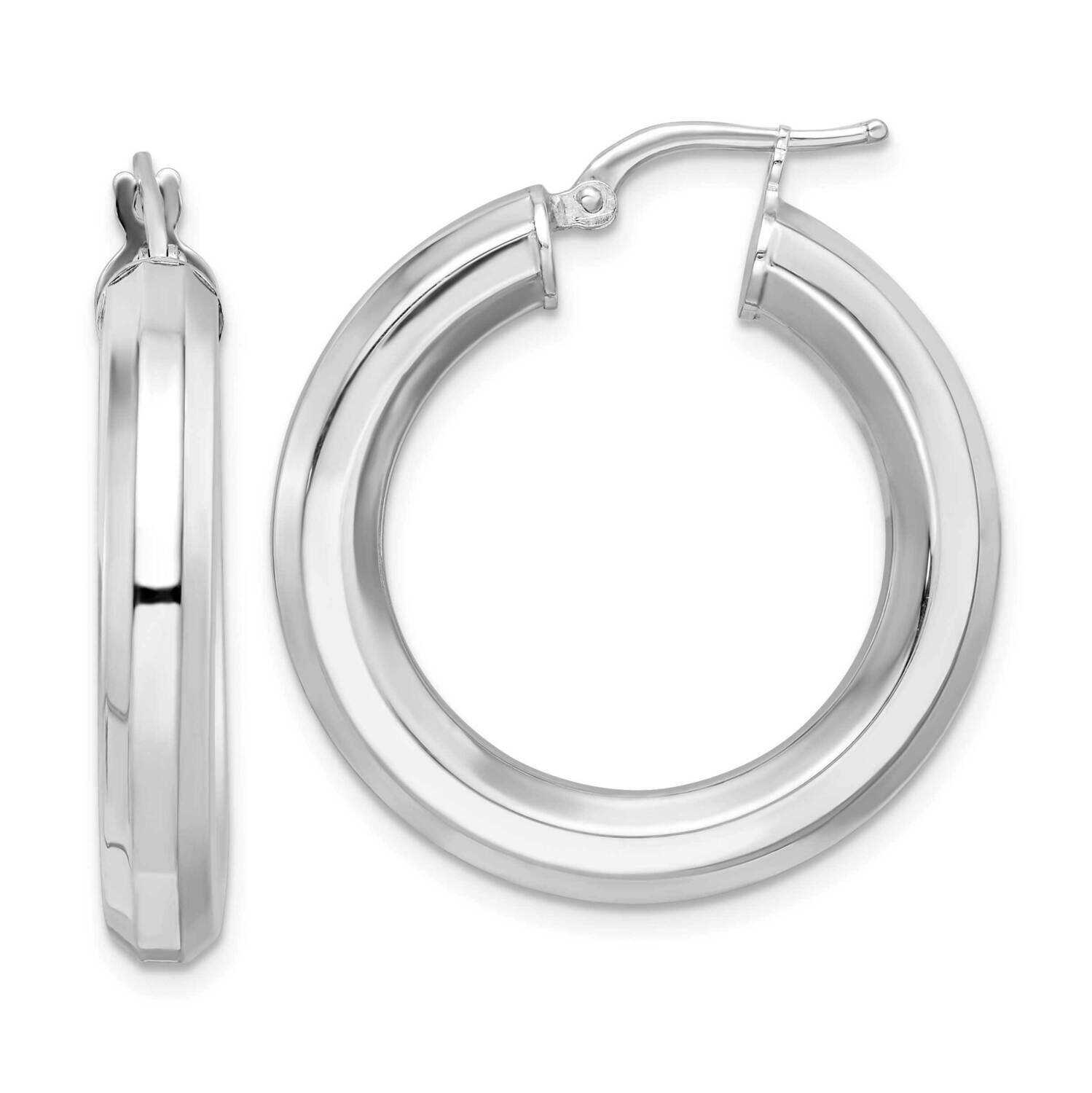 5x30mm Octagon Tube Hoop Earrings Sterling Silver Rhodium-Plated QE15866, MPN: QE15866, 196904152157