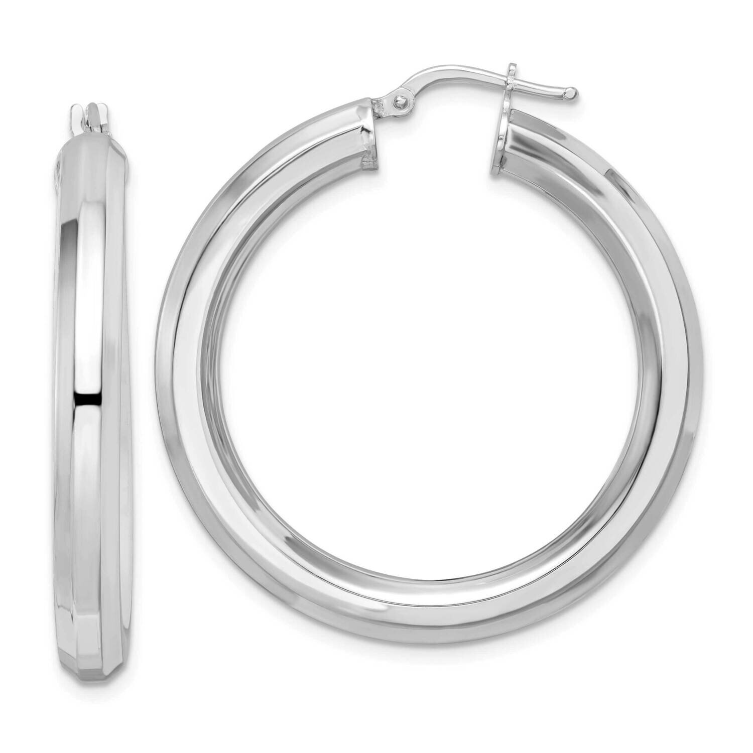 5x38mm Octagon Tube Hoop Earrings Sterling Silver Rhodium-Plated QE15868, MPN: QE15868, 196904151938