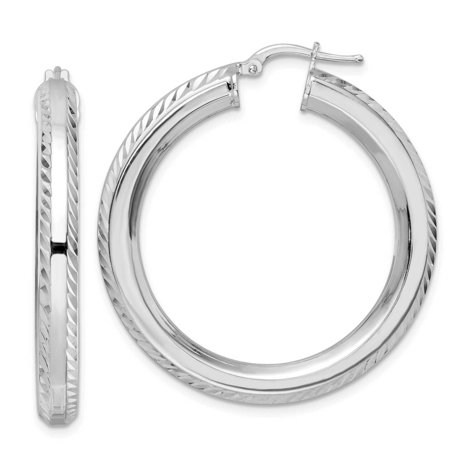 5x38mm Diamond-Cut Octagon Tube Hoop Earrings Sterling Silver Rhodium-Plated QE15872, MPN: QE15872,…