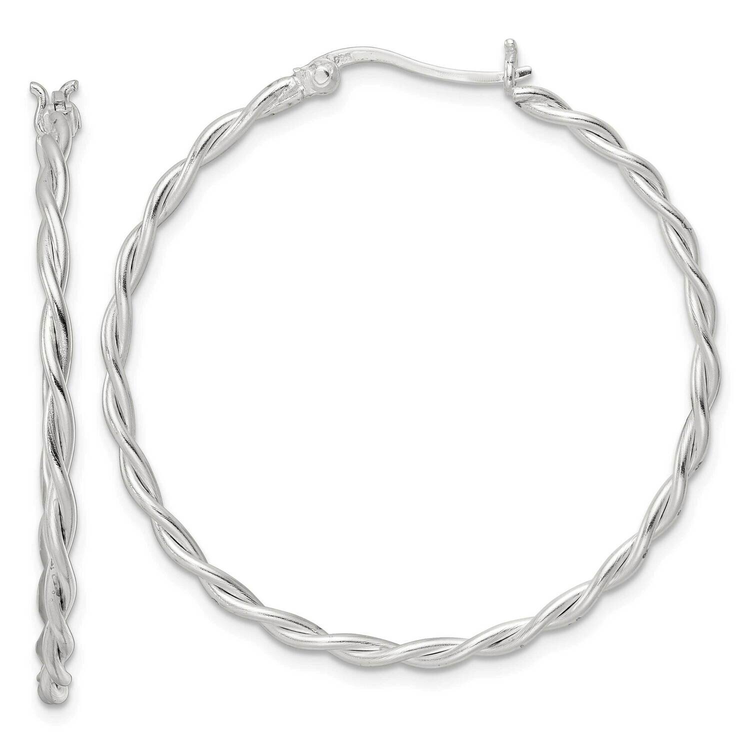 Satin Twisted Hoop Earrings Sterling Silver QE15876, MPN: QE15876, 196904151778