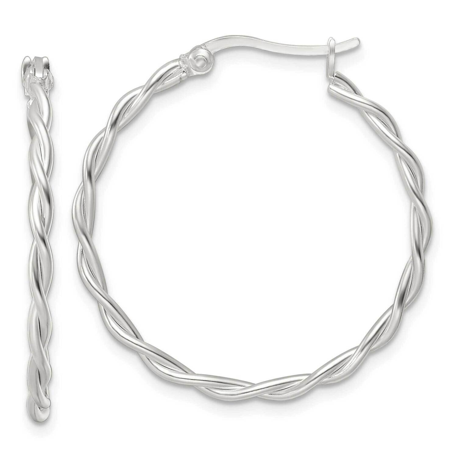 Satin Twisted Hoop Earrings Sterling Silver QE15877, MPN: QE15877, 196904151730