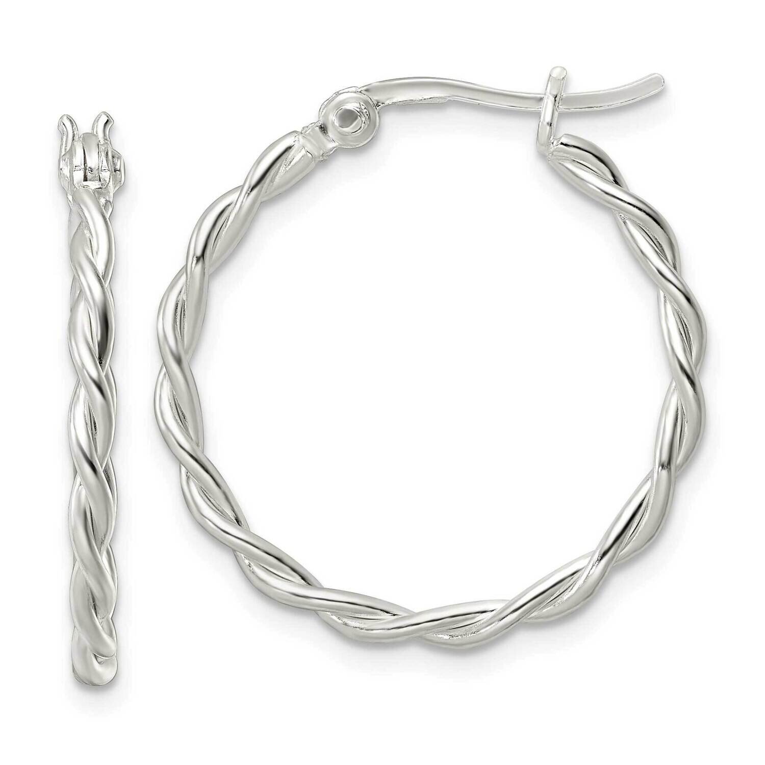 Twisted Hoop Earrings Sterling Silver Polished QE15878, MPN: QE15878, 196904152034