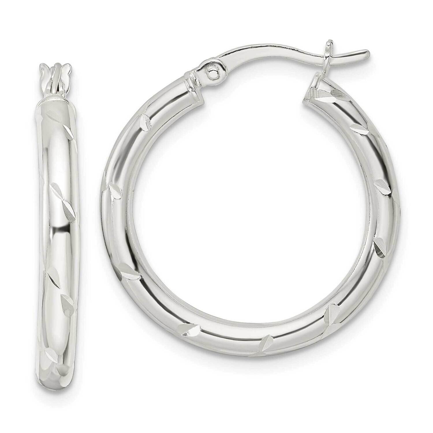 Diamond-Cut Circle Hoop Earrings Sterling Silver Polished QE15881, MPN: QE15881, 196904151761