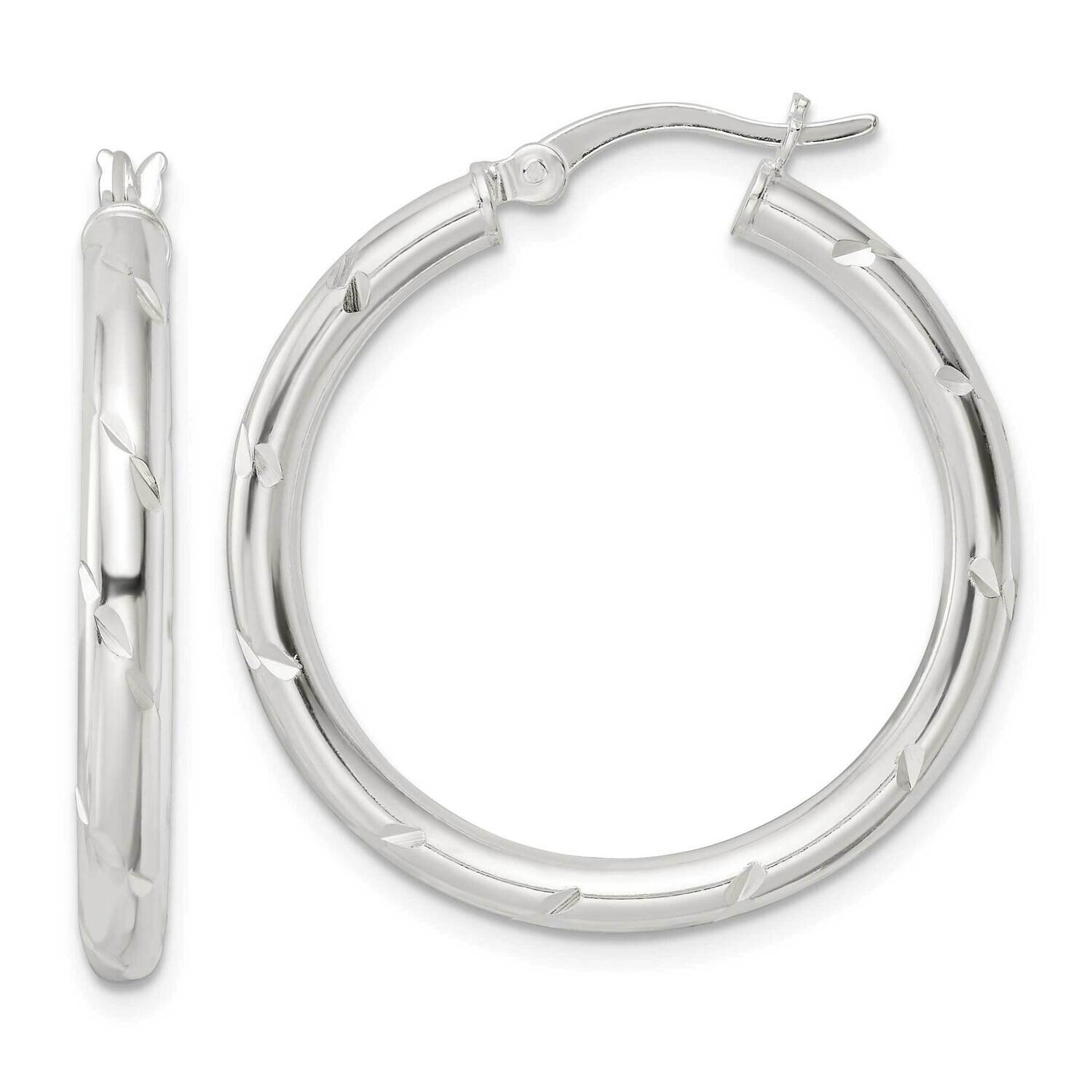 Diamond-Cut Circle Hoop Earrings Sterling Silver Polished QE15882