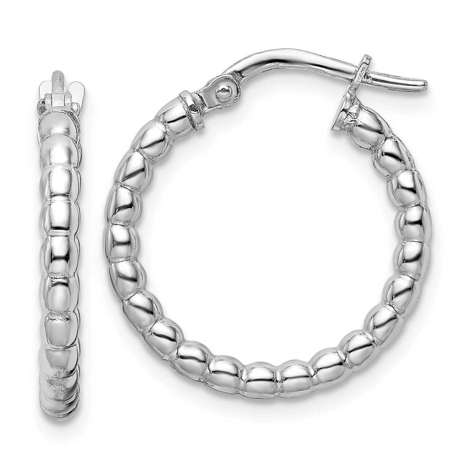 2.25mm Beaded Hoop Earrings Sterling Silver Rhodium-Plated Polished QE15890, MPN: QE15890, 19690415…