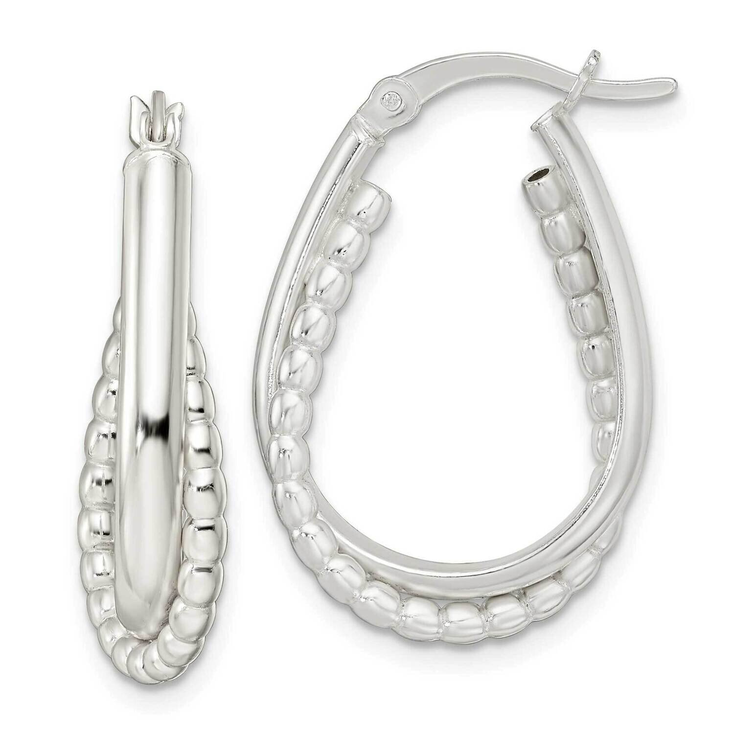 Double Oval Hoop Earrings Sterling Silver Polished QE15893, MPN: QE15893, 196904151693