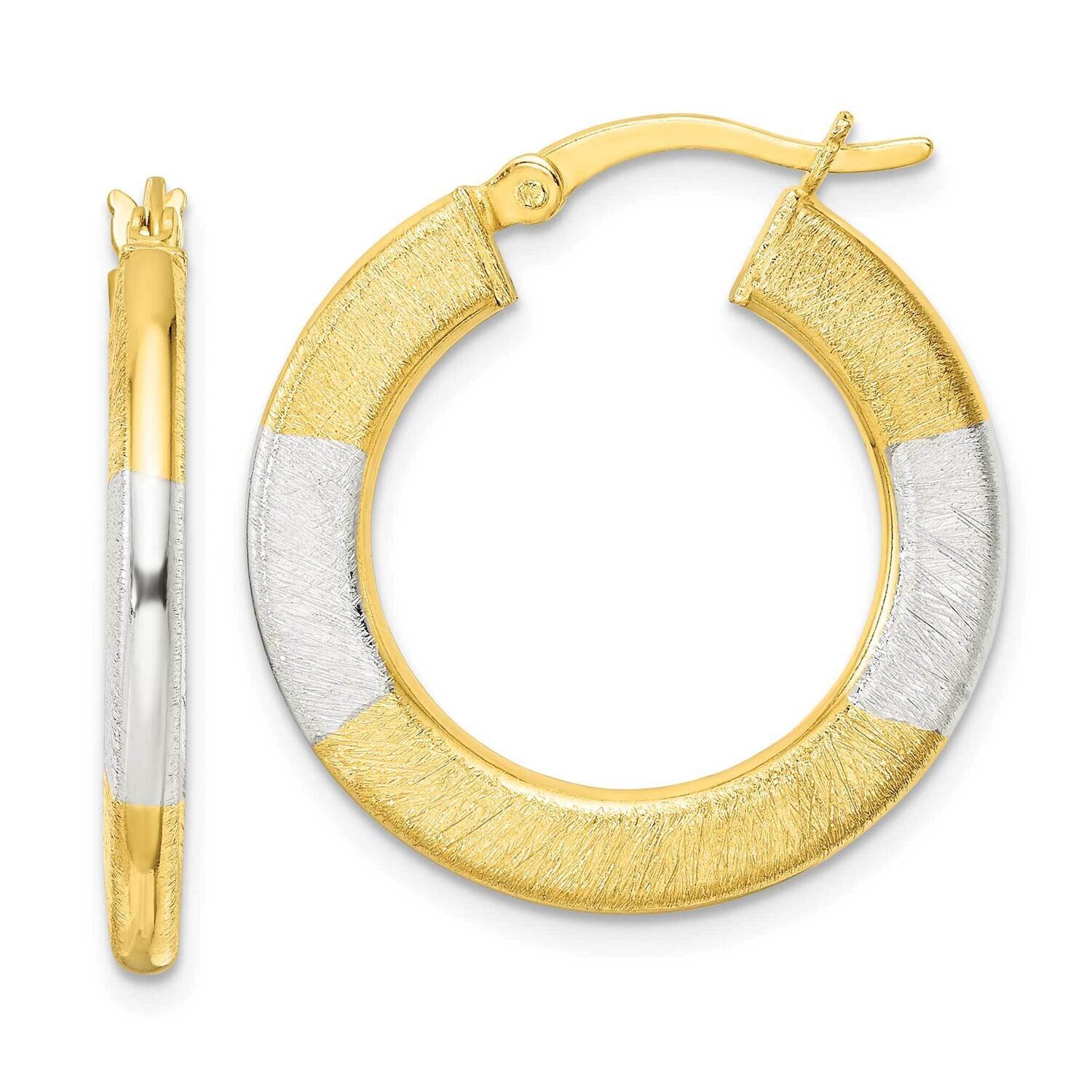 Gold-Tone Brushed Flat Circle Hoop Earrings Sterling Silver QE15896