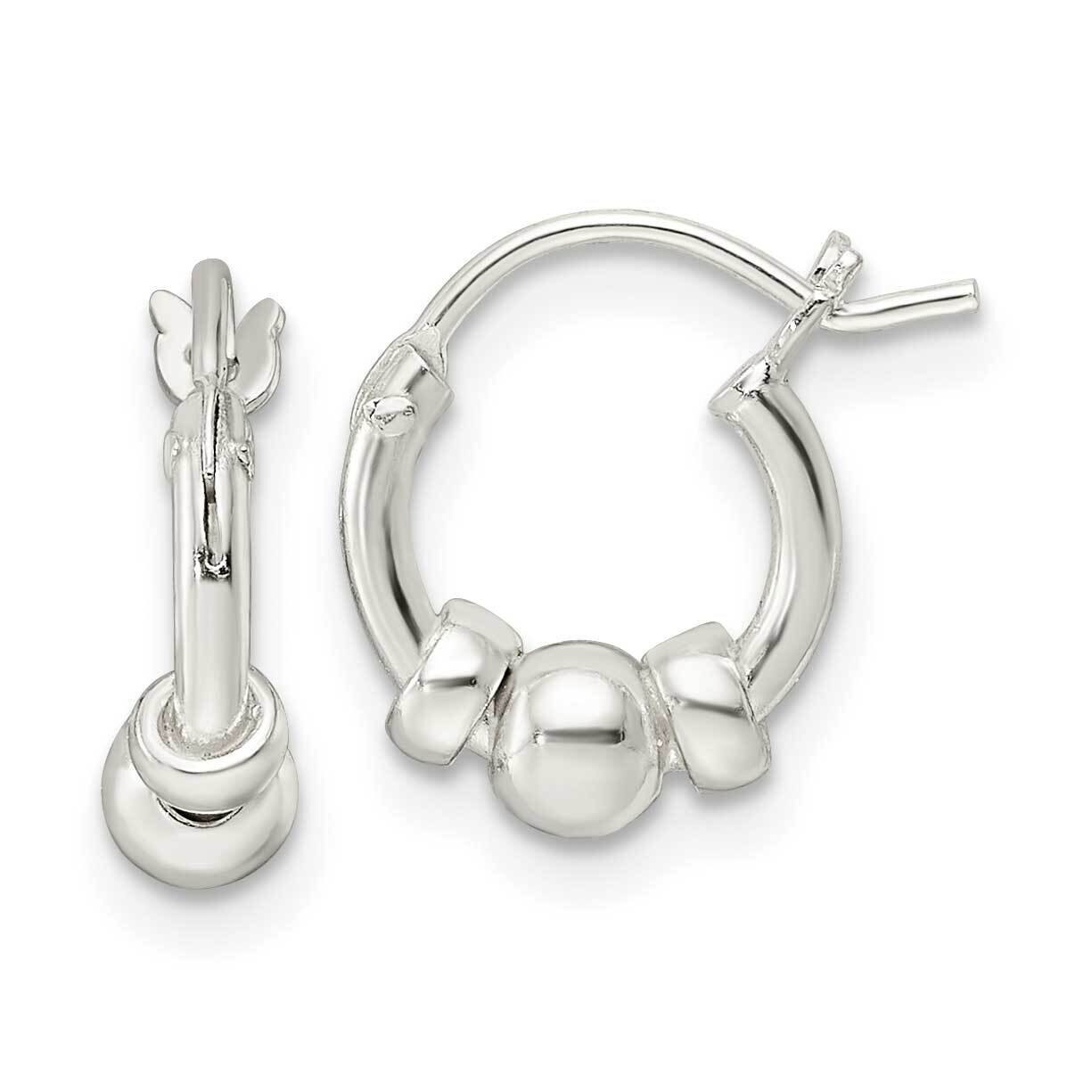 Beaded Circle Hoop Earrings Sterling Silver Polished QE15897, MPN: QE15897, 196904153383