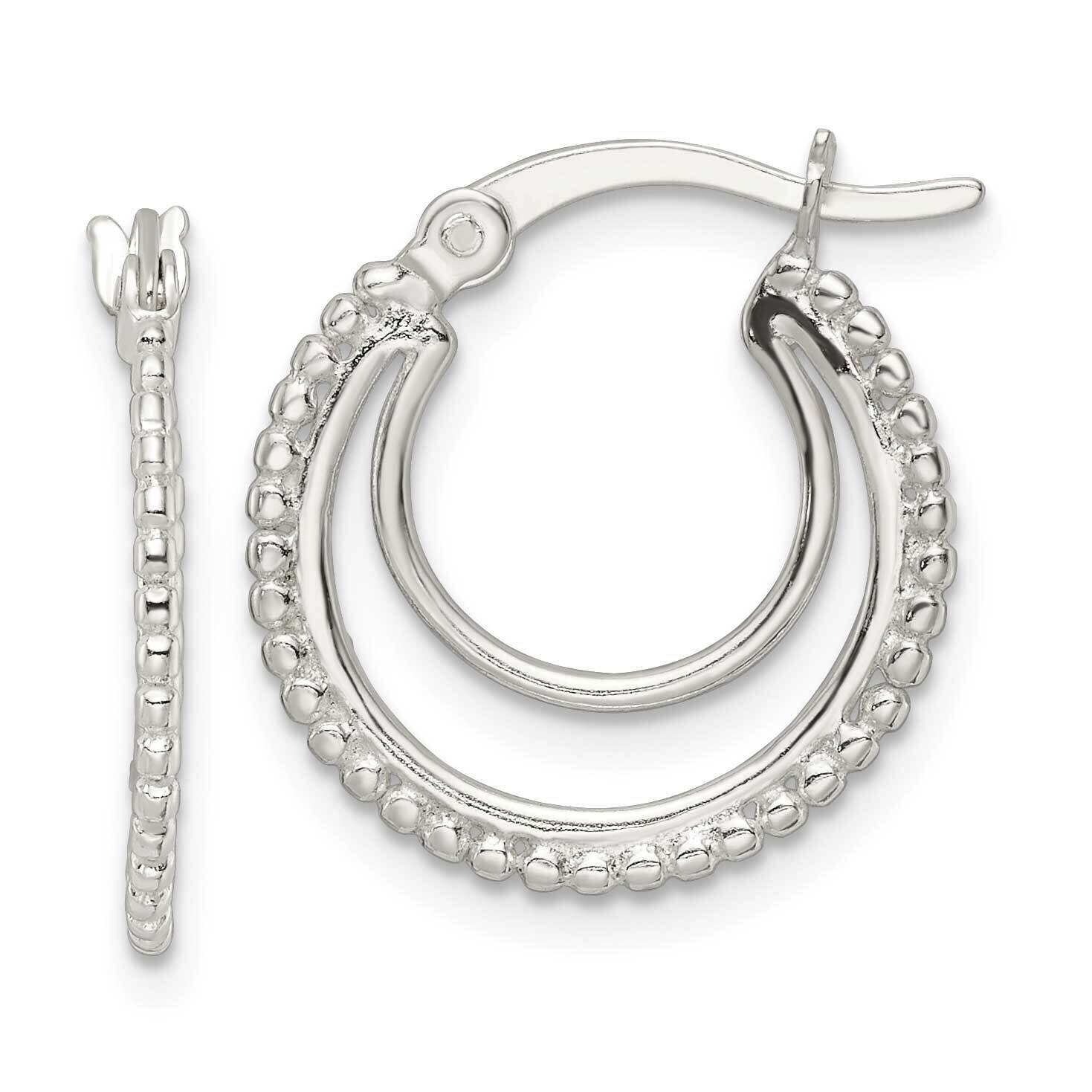Beaded Double Circle Hoop Earrings Sterling Silver QE15906, MPN: QE15906, 196904151648