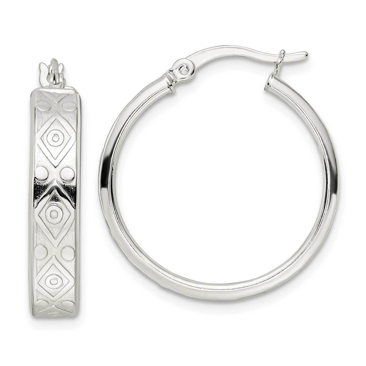 Design Circle Hoop Earrings Sterling Silver Polished QE15919