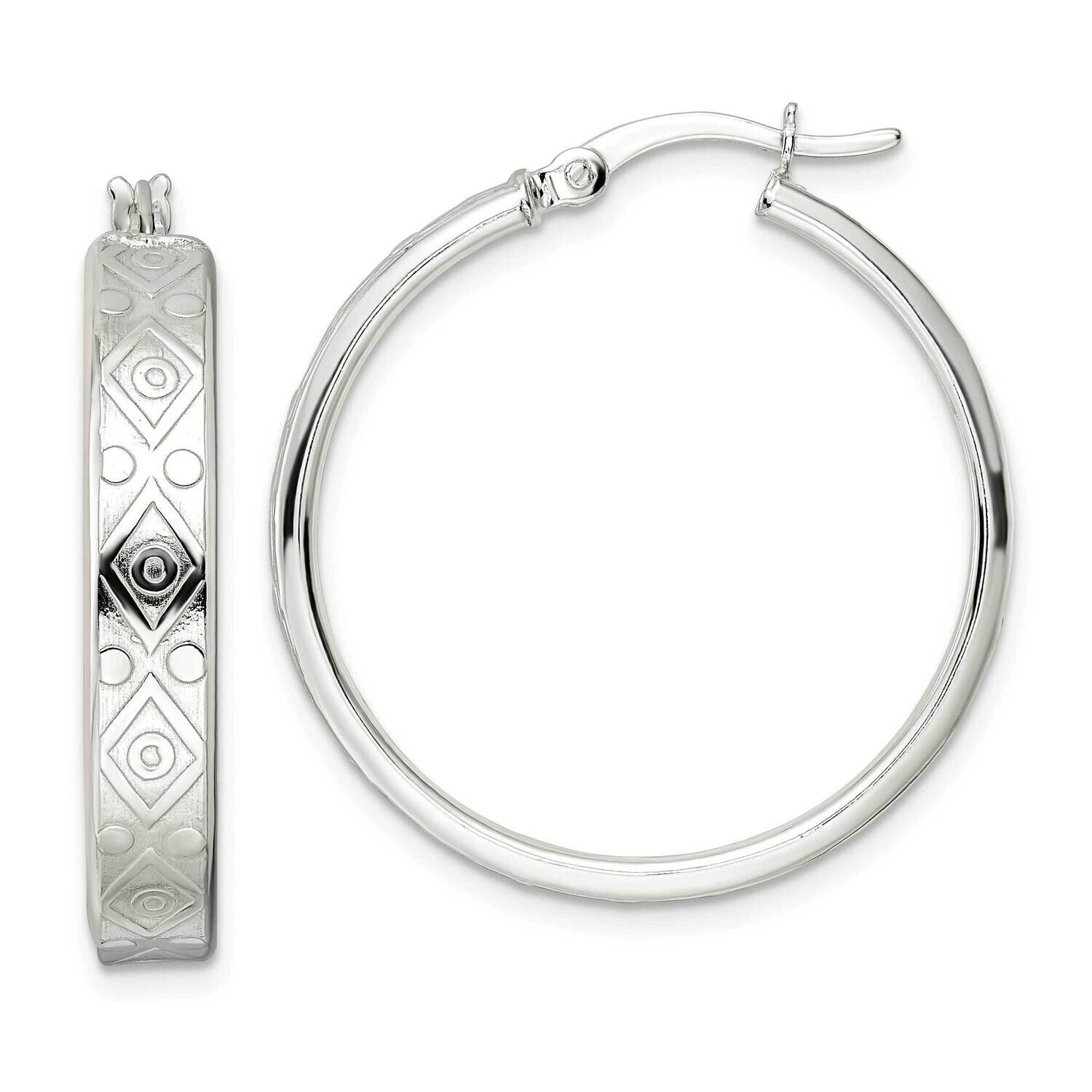 Design Circle Hoop Earrings Sterling Silver Polished QE15920, MPN: QE15920, 196904152997