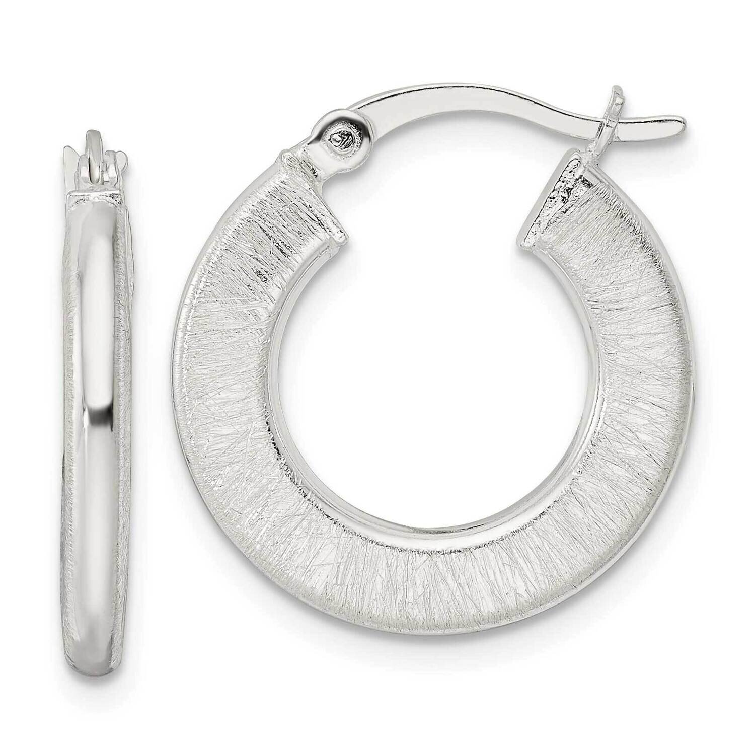 Brushed Flat Circle Hoop Earrings Sterling Silver QE15930, MPN: QE15930, 196904151488