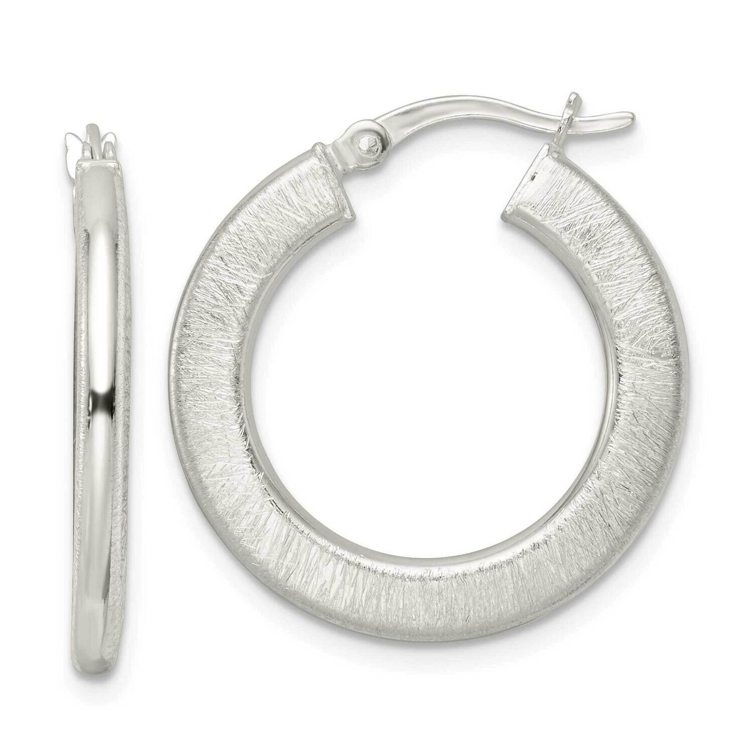 Brushed Flat Circle Hoop Earrings Sterling Silver QE15931, MPN: QE15931, 196904152805