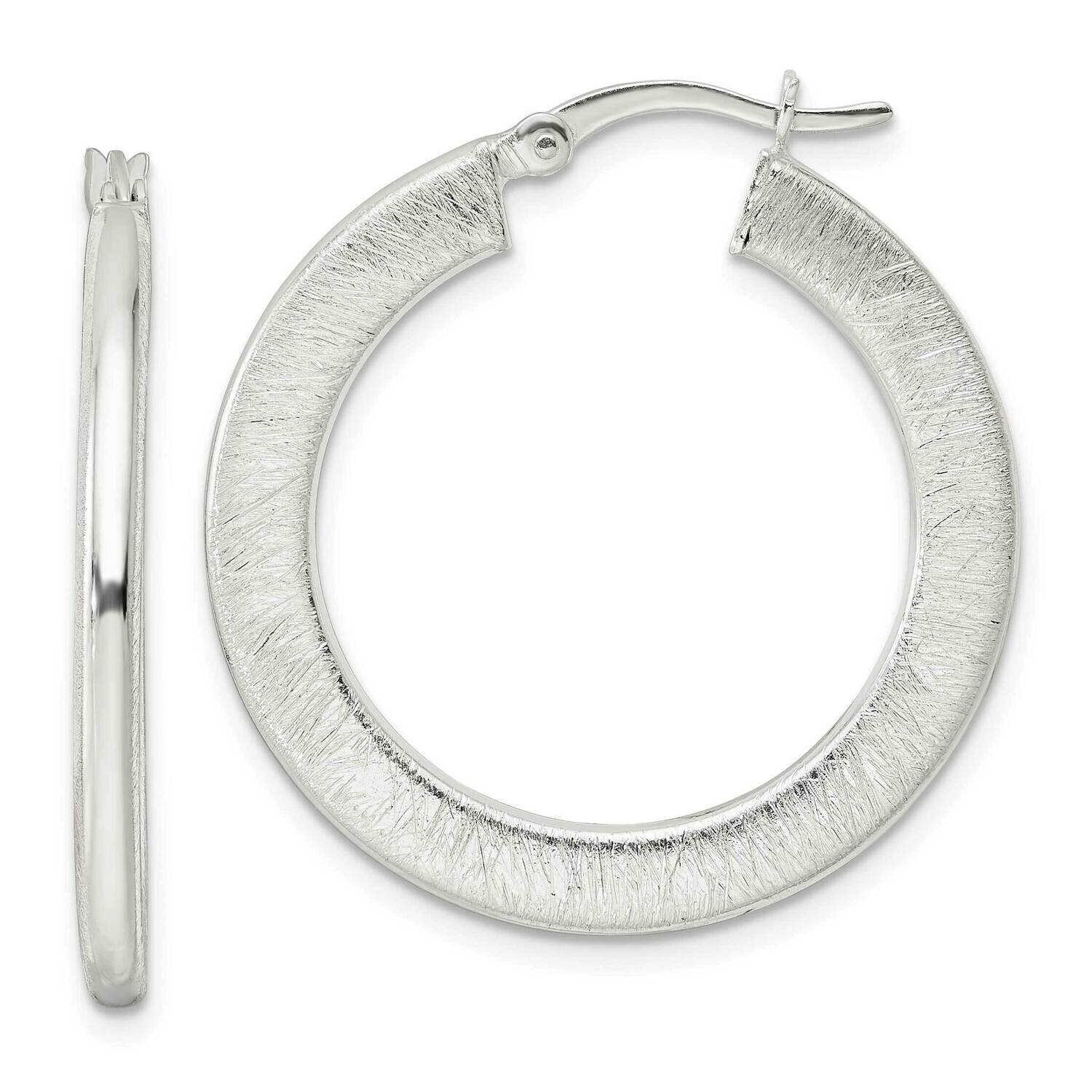 Brushed Flat Circle Hoop Earrings Sterling Silver QE15932, MPN: QE15932, 196904151433