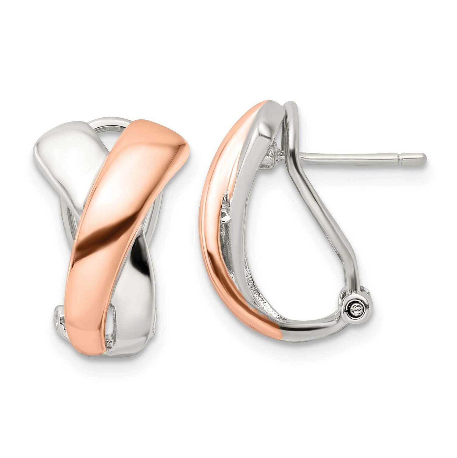 Polished x Omega Back Earrings Sterling Silver Rose-Tone QE15941, MPN: QE15941, 196904152645