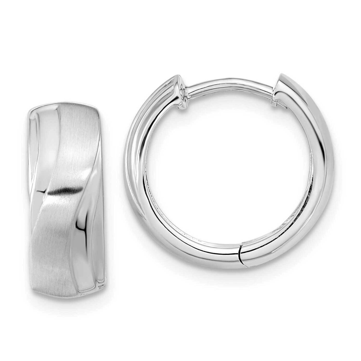 Satin Wavy Hinged Hoop Earrings Sterling Silver Rhodium-Plated Polished QE15943, MPN: QE15943, 1969…